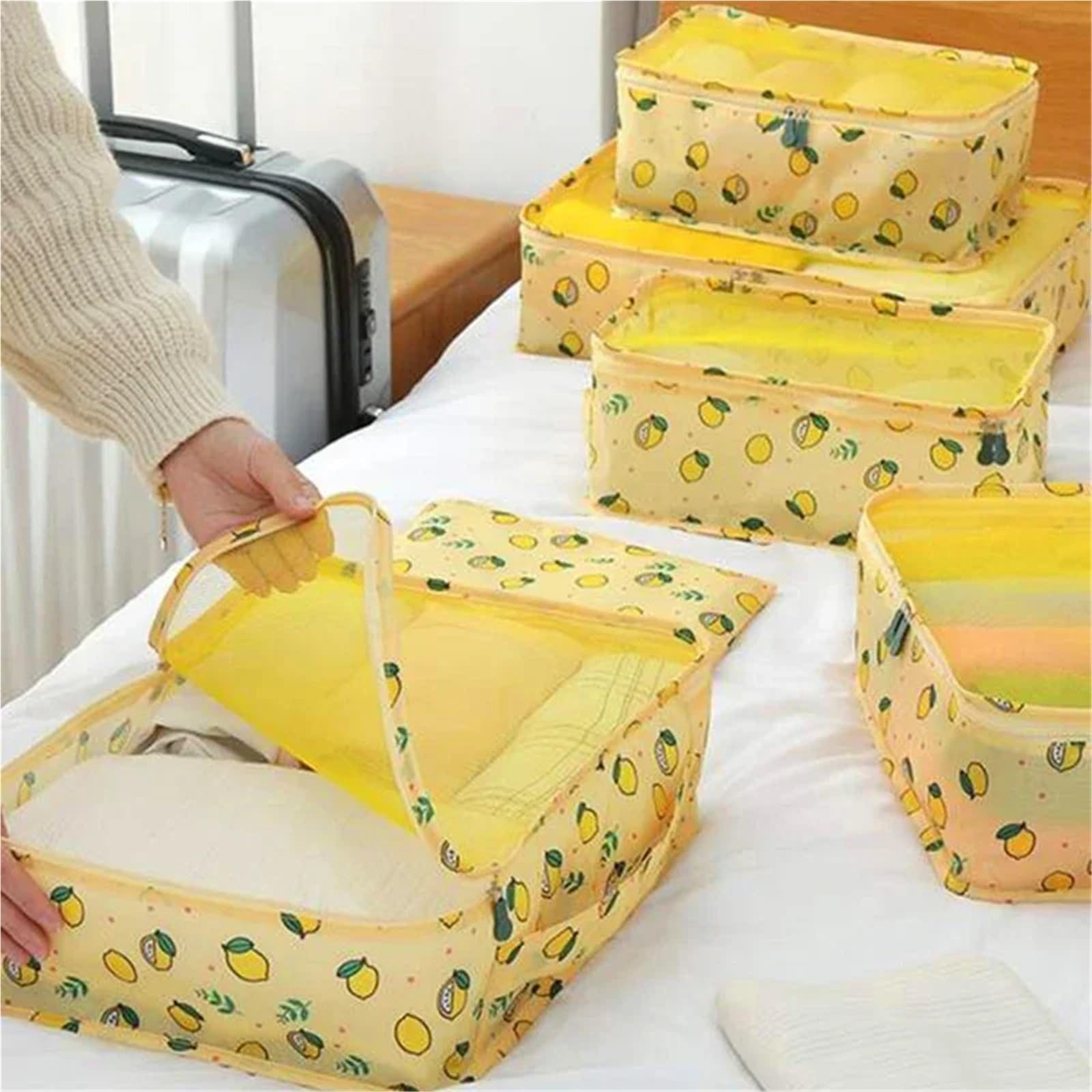 Set di 7 borse portaoggetti da viaggio, organizer for vestiti, scarpe, bagagli, cubo, valigia, custodia ordinata per Vestiti, Scarpe, Cosmetici