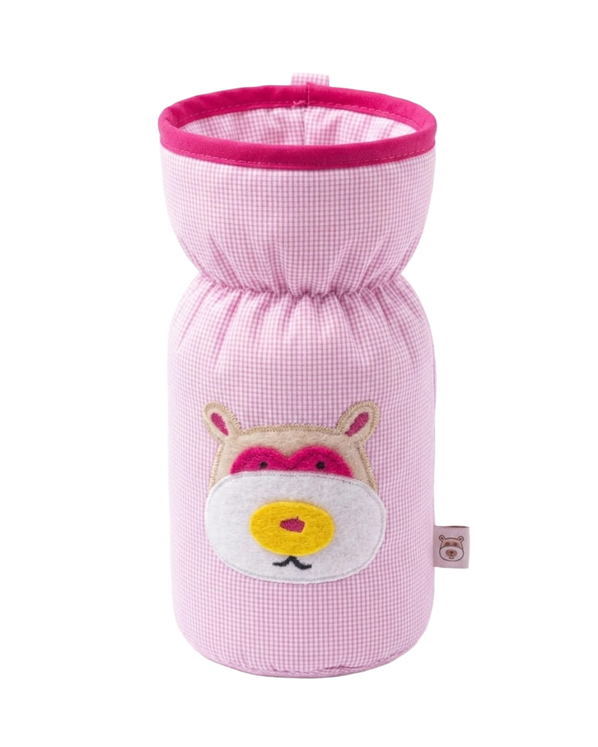 Baby Cotton Feeder Bottle Cover 250-300ml | Soft Breathable Fabric | Cute Bear Appliqué | Elasticated Easy-Fit Neck, Available in Pink, Blue & Beige (Pack of 1)-image-14