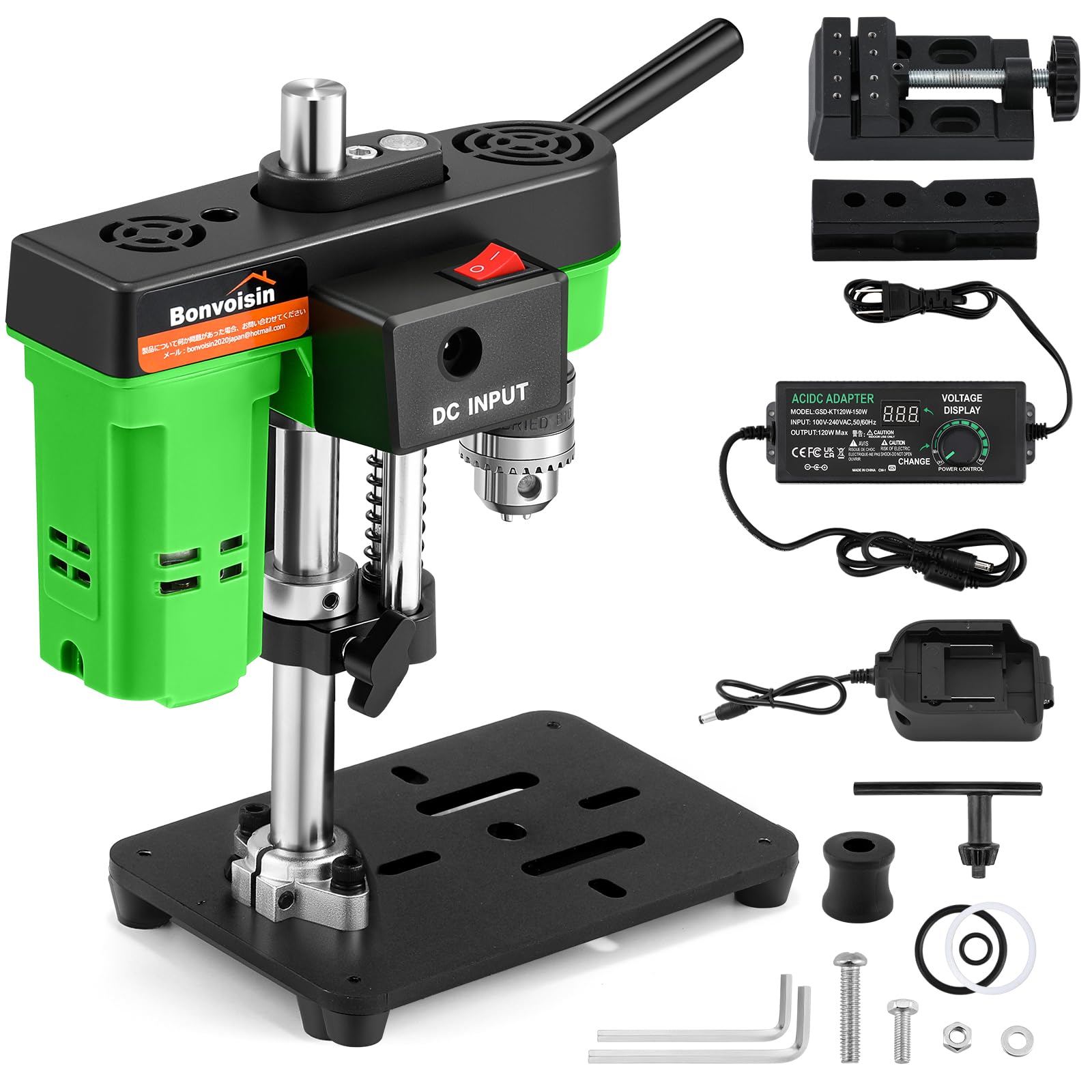 Bonvoisin Mini Drill Press with Adjustable Speed, Bench-top Drill Press for Craft