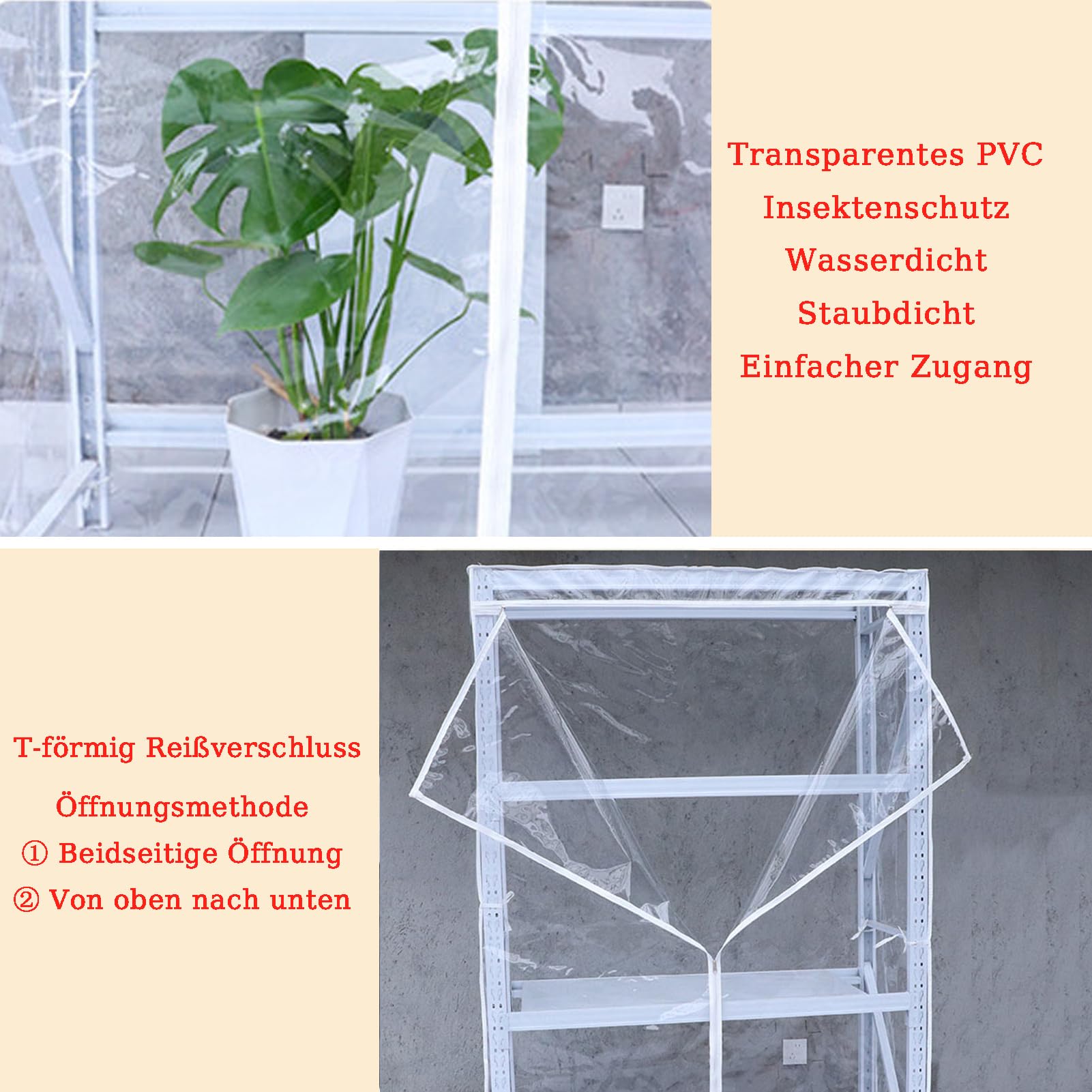 SchüTzende Regalabdeckung Mit ReißVerschluss Transparente PVC Drahtregal Abdeckung Aufbewahrungsregalabdeckung füR Metallregale Lager Keller Balkon Outdoor Aufbewahrungsschutz