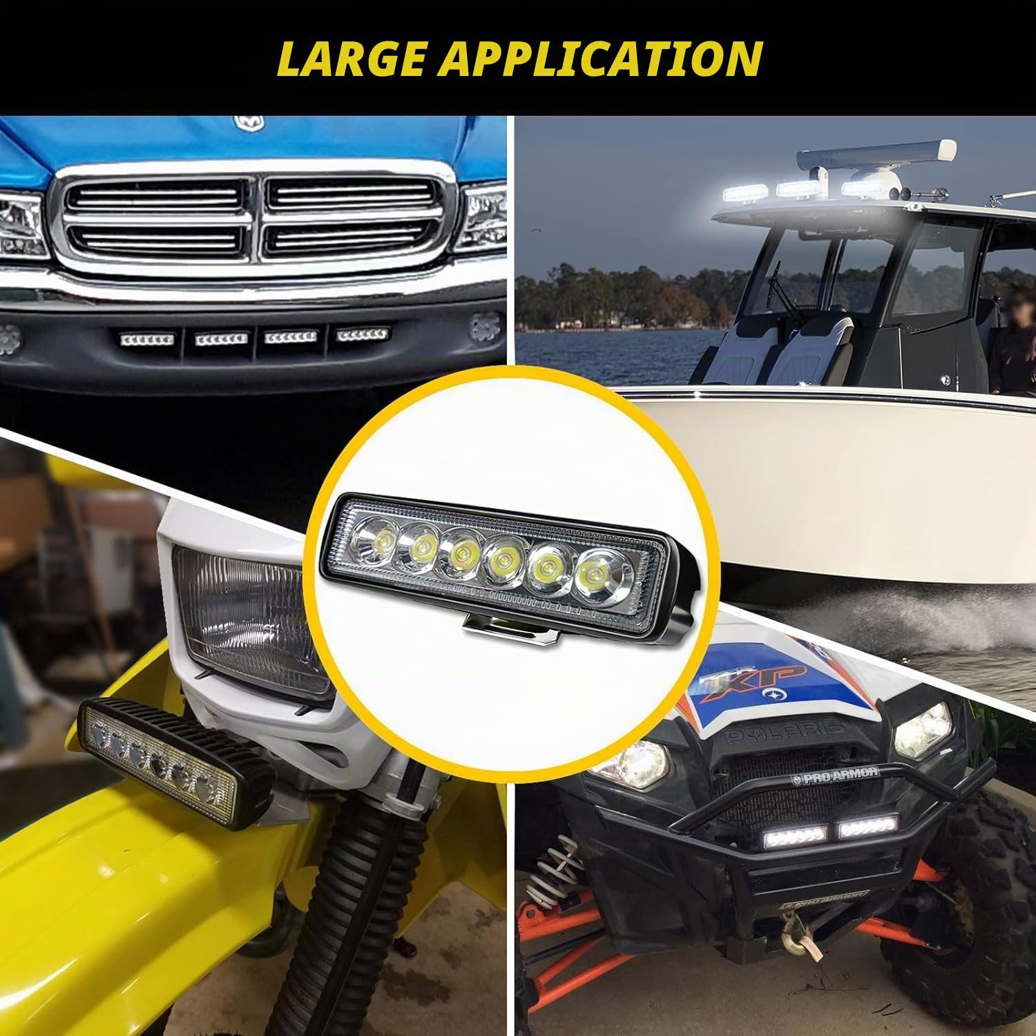 Willpower 4 Pcs Phare LED, 6 Pouces 18W Projecteur Barre LED 12v pour Moto Voiture Camion SUV Bateau 4x4