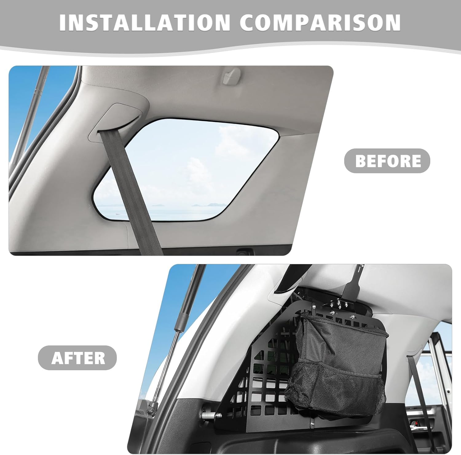 Jimen for 4Runner Molle Panel, Rear Side Window Storage Molle Panels Cargo Rack Shelf Compatible with Toyota 4Runner 2010-2023