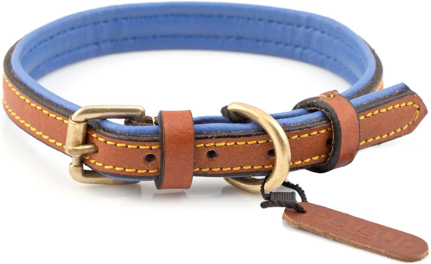 Dog Collar Neck Belt for Small to Large Dogs (Small, Royal Collar- Tanblue) - Leather, 71.1 Cm X 4.4 Cm