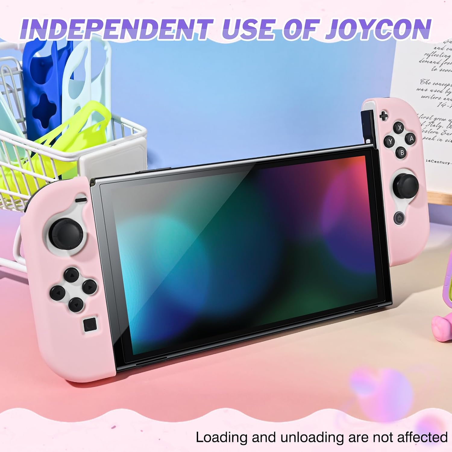 DLseego Protective Case for Switch Joy Con Controllers, 1 Pairs Handheld Soft Silicone TPU Cover Replacement Shell Pure Color Case Suitable for Switch & OLED Model Joy Cons - Pink image 2