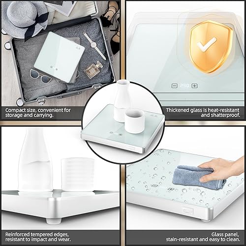 Miniatura 4 de SHASUKI Bandeja eléctrica de calentamiento de servidor para calentador de alimentos, 6 controles de temperatura, placa caliente, bandeja de