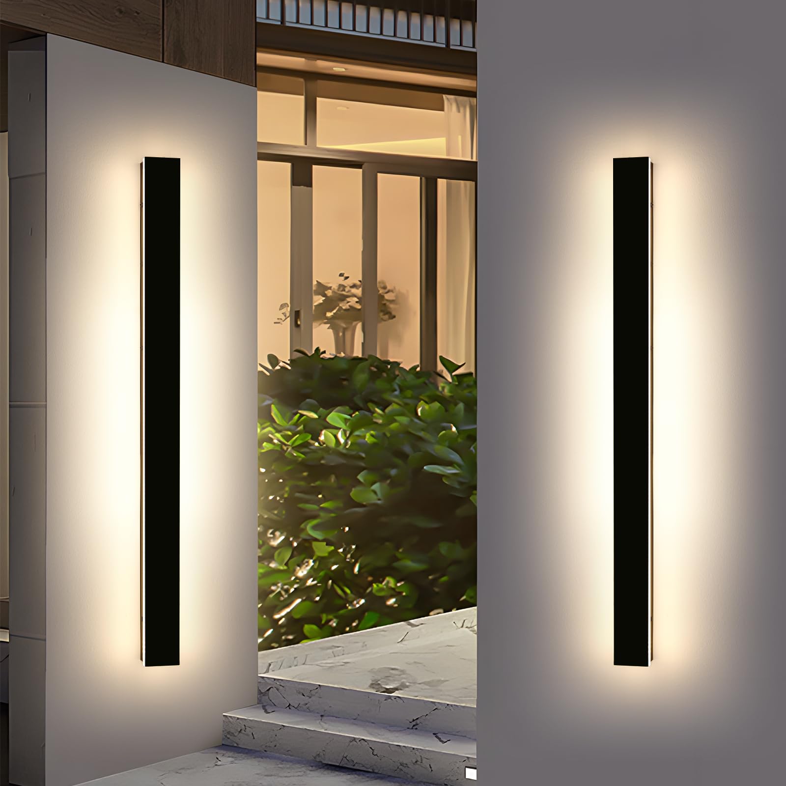 2 Pack 57inch Outdoor Wall Light, 3 Color, 50W, IP65 Waterproof