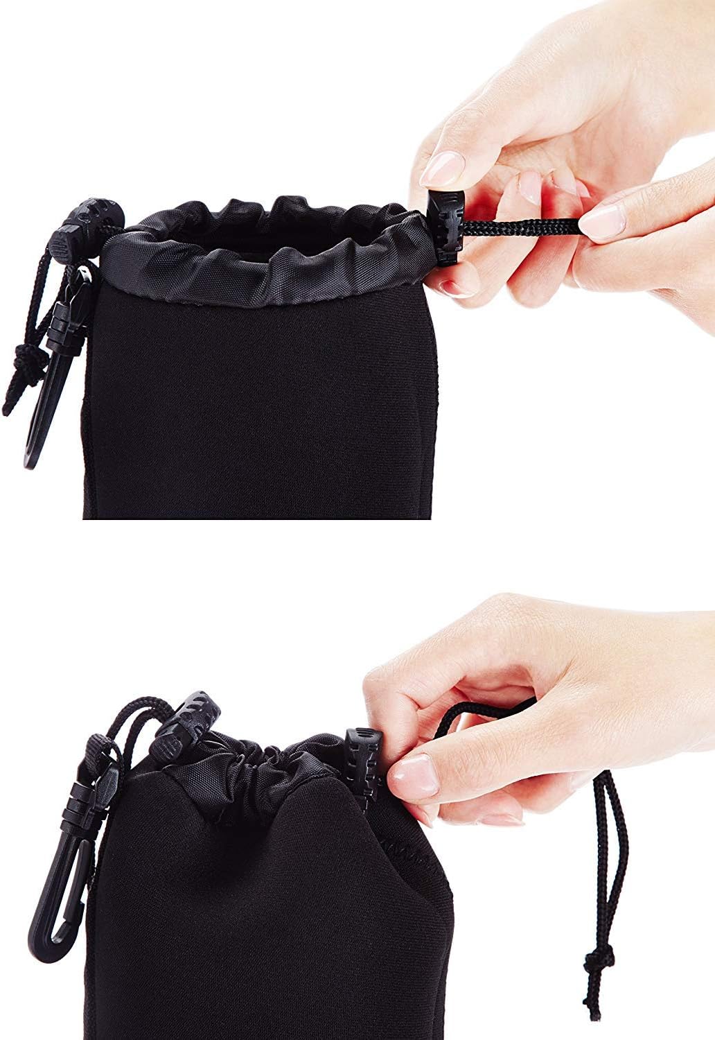 Cosmos Black 3 pcs DSLR camera Drawstring Soft Neoprene Lens Pouch Bag Cover for Sony Canon Nikon Pentax Olympus Panasonic + Free Cosmos Cable Tie