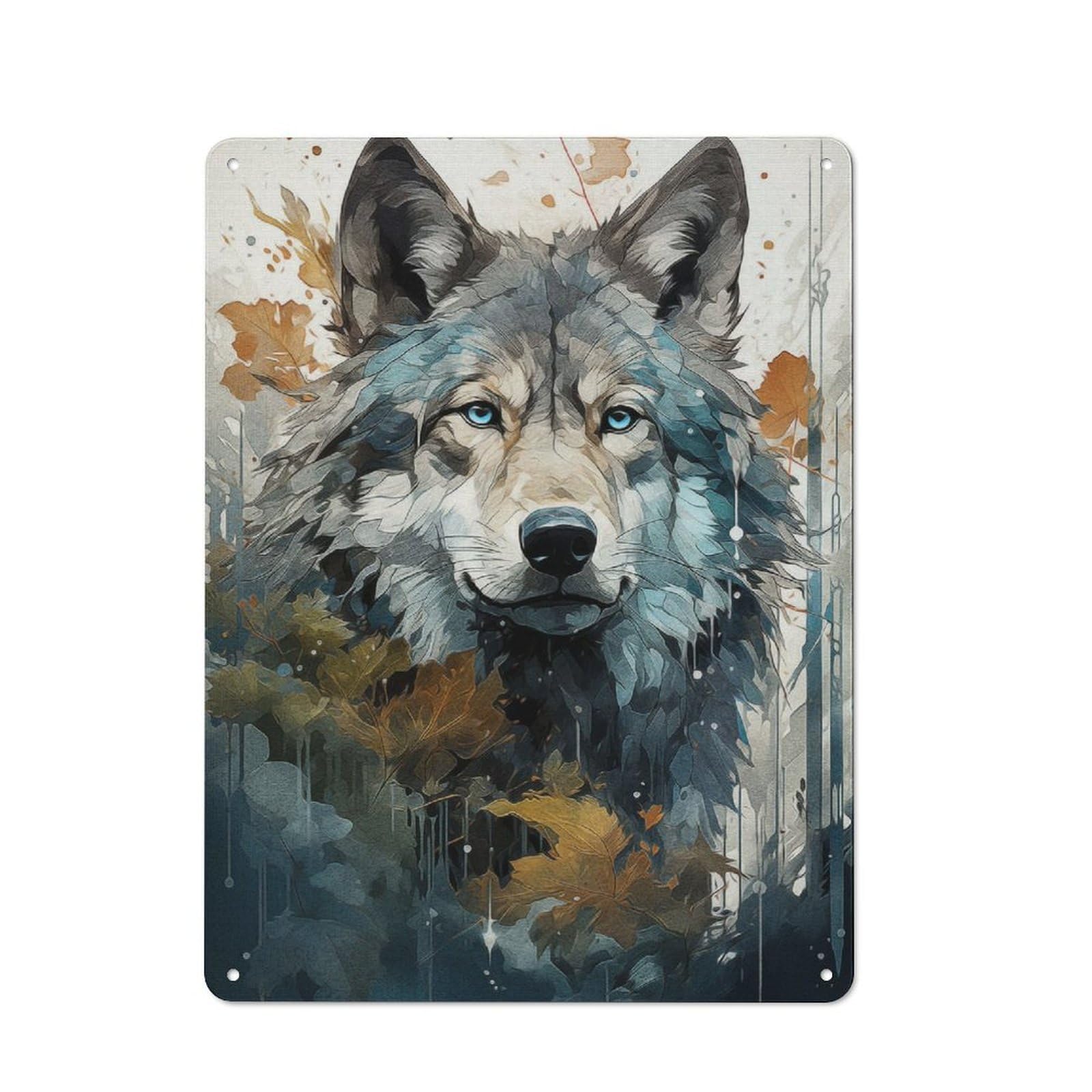 Junmoney Wolf Blue Eyes For Garden Room Or Summerhouse, Rustic Tin Sign 40X30cm, Wall Decor For Garden Rooms And Summerhouses