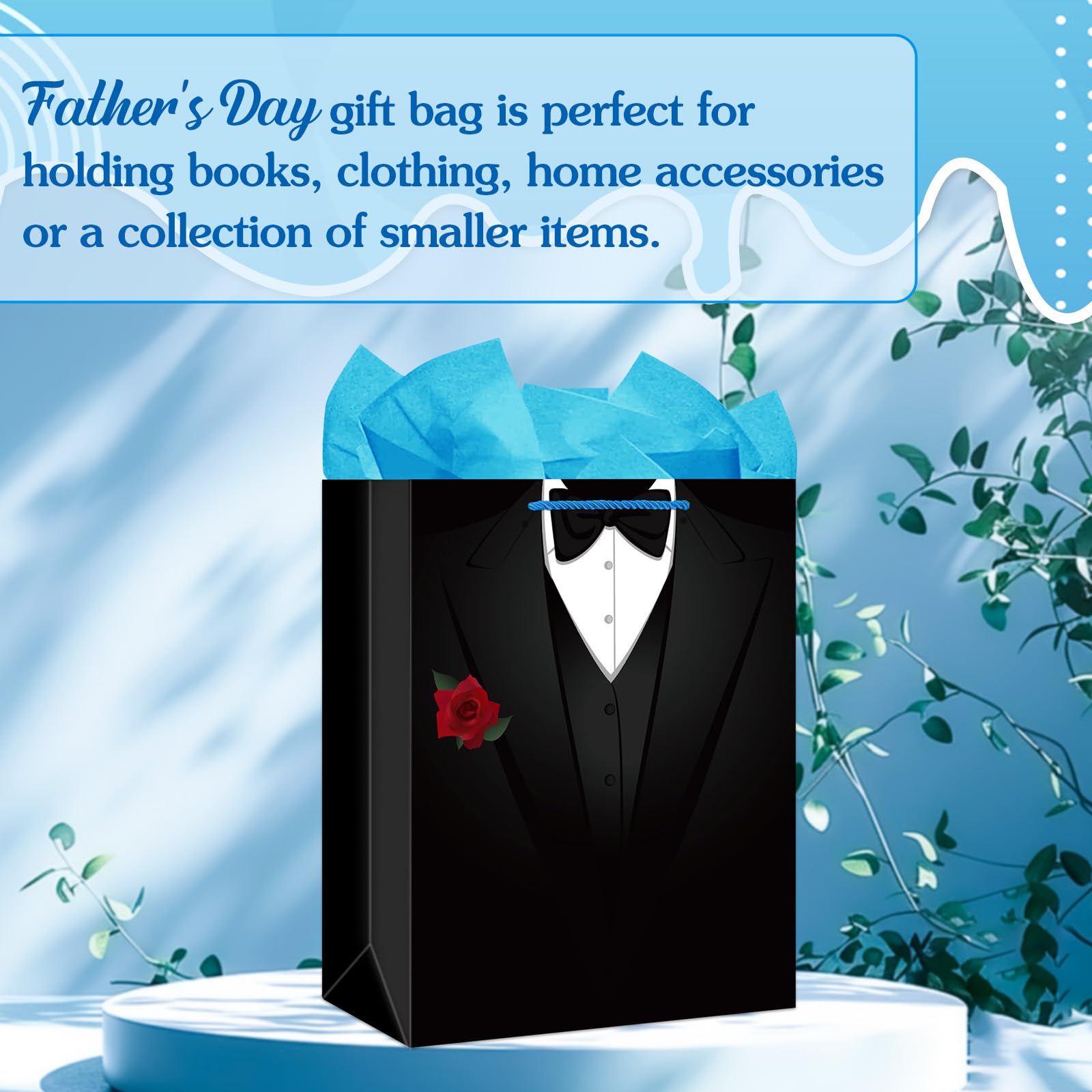 FLYAB Birthday Bags for Men - 11.5" Large Happy Birthday Present Bag with Handle and Tissue Paper for Men Groomsmen Wedding Bridal Retirement Graduation Showert Bags Party Favor