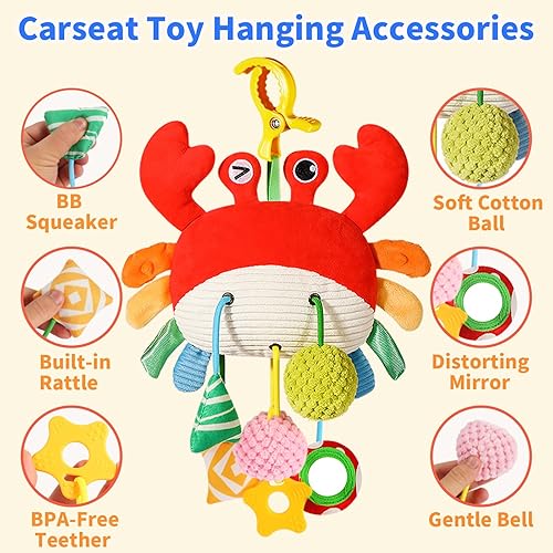 Miniatura 3 de Ivrmtal Car Seat Toys for Babies, Crab Baby Toys 0-6 Months Infant Carseat Hanging Stroller Accessories Sensory Newborn Easter Gift 1 2 3 4 5 6