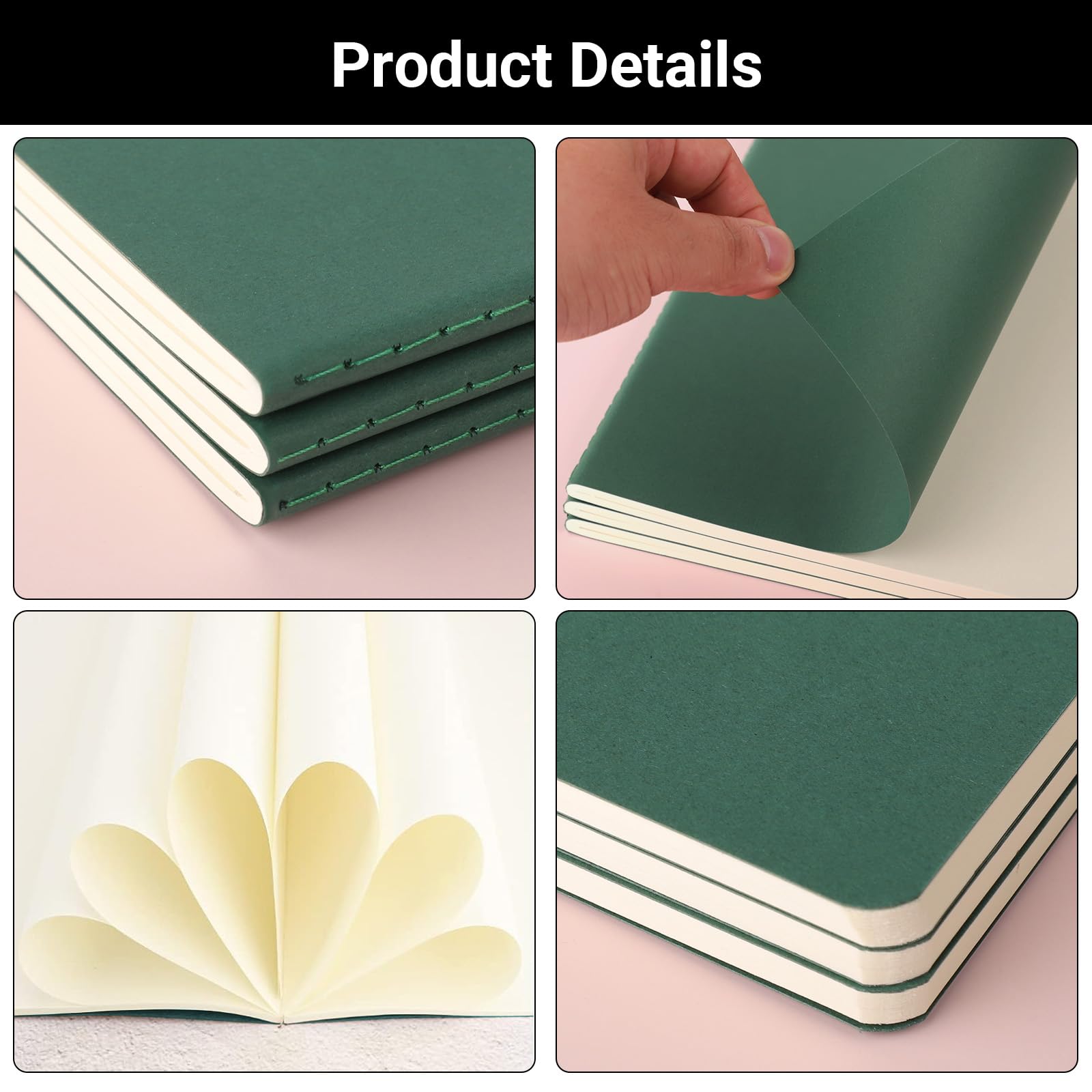 Notizheft A4 Kariert Schwarz 3PCS + Notebook Dotted Dunkelgrün 6PCS