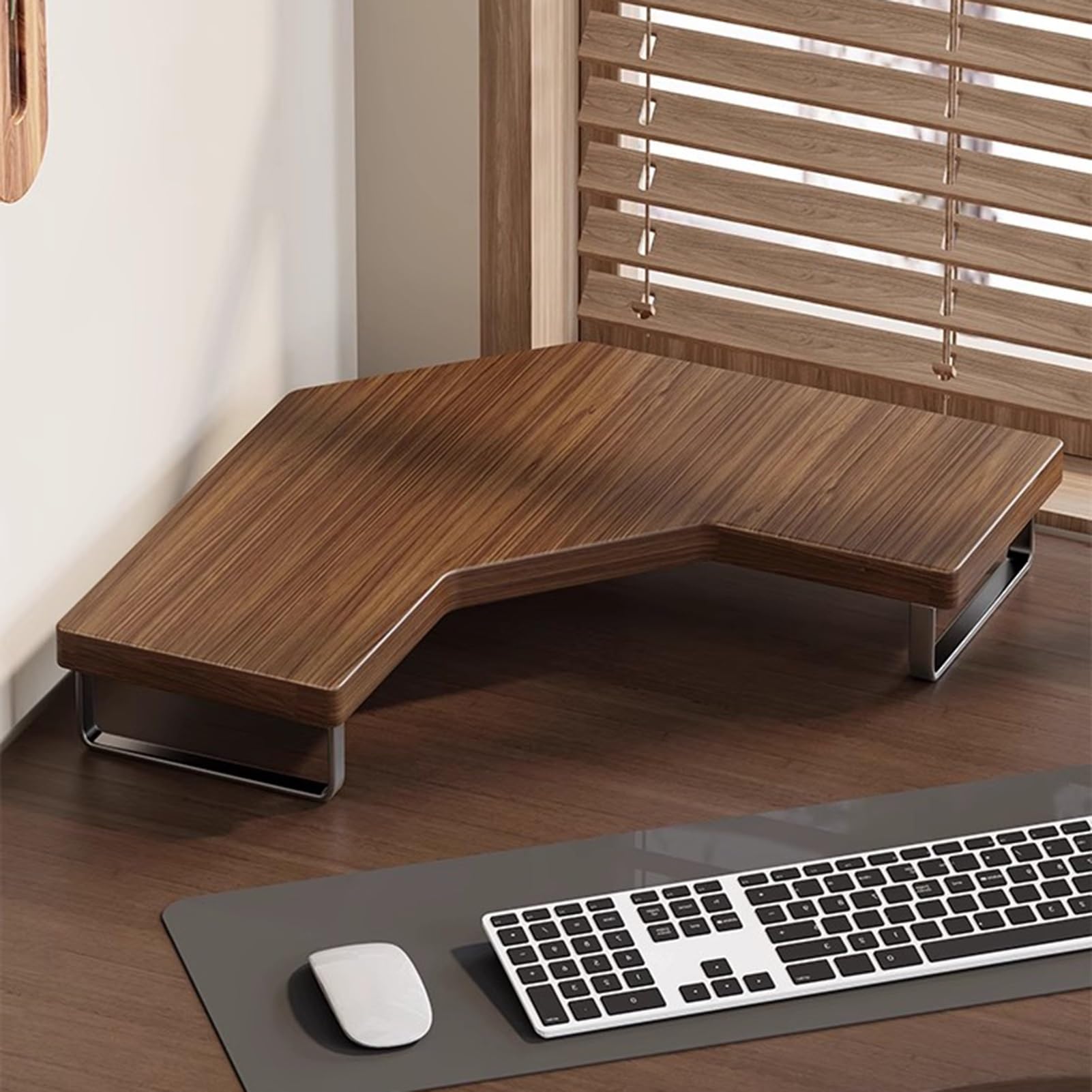 Supporto Monitor Supporto per Monitor da Scrivania in Legno con Piedini in Ferro, Rialzo per Computer, Rialzo per Monitor Ergonomico, Ripiano per La Scrivania Dell'ufficio Domestico