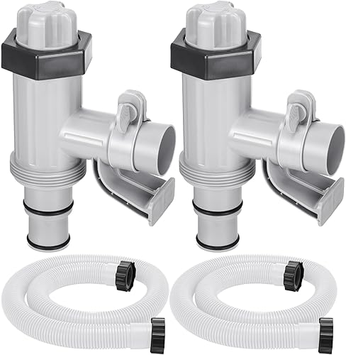 Juego de 2 adaptadores de manguera de piscina con soporte de tubo de piscina y válvula de émbolo y kit de mangueras de bomba de piscina de 1.5