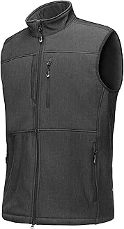 Mens Softshell Gilet Activewear Vests Windproof Fleece Lined Outerwear Zipped Pockets Sleeveless Softshell Jacket for Leisure, Golf, Travelling