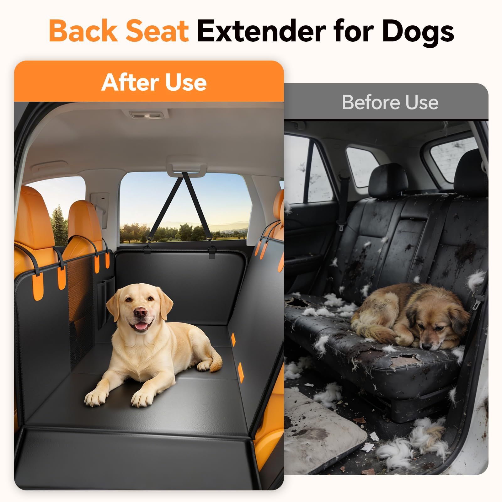 FALDAA Dog Car Seat Cover, Back Seat Extender for Dogs 400LBS Capacity, Dog Hammock for Car PU Leather, Hard Bottom Dogseat Cover Universal Car Fit, Waterproof DogSeat Cover for Car SUV Truck - image 3