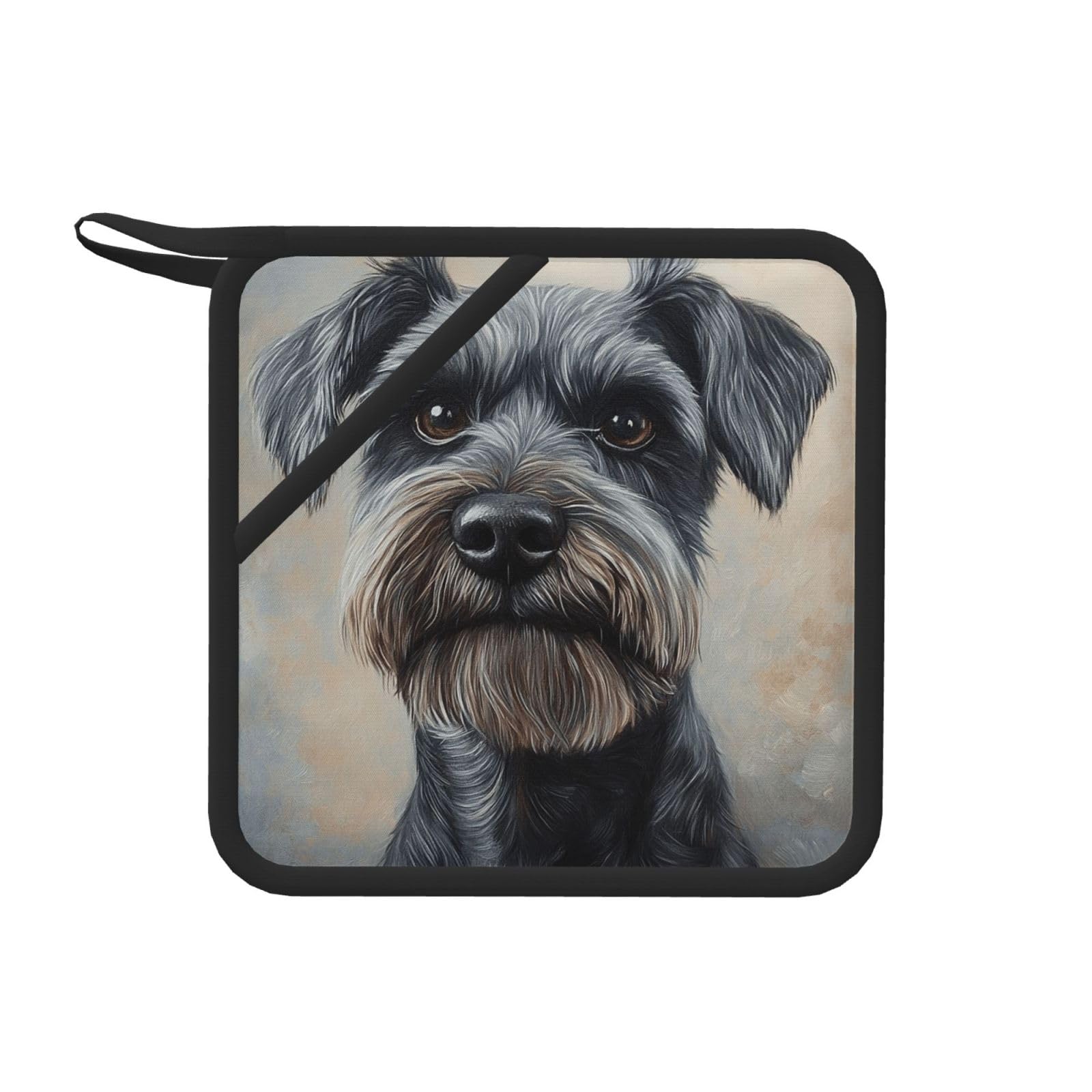 Pot Holders Set of 2 Kitchen Heat Resistant Potholders Schnauzer Silicone Aunty-hot Pad Cotton Lining Oven Hot Pads for Cooking Baking BBQ Microwave Kitchen