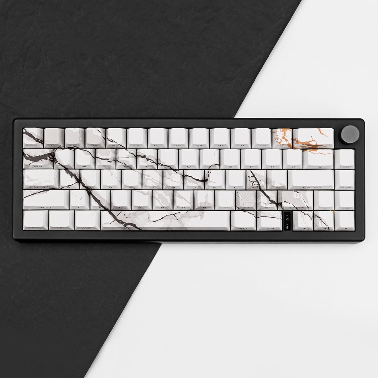 White Black Keycaps Set 100 Keys PBT keycaps Shine Through Custom keycap Cherry Profile, Side Printed Keyboard keycaps Compatible with Mechanical Keyboard 61/64/75/84/87 Layout