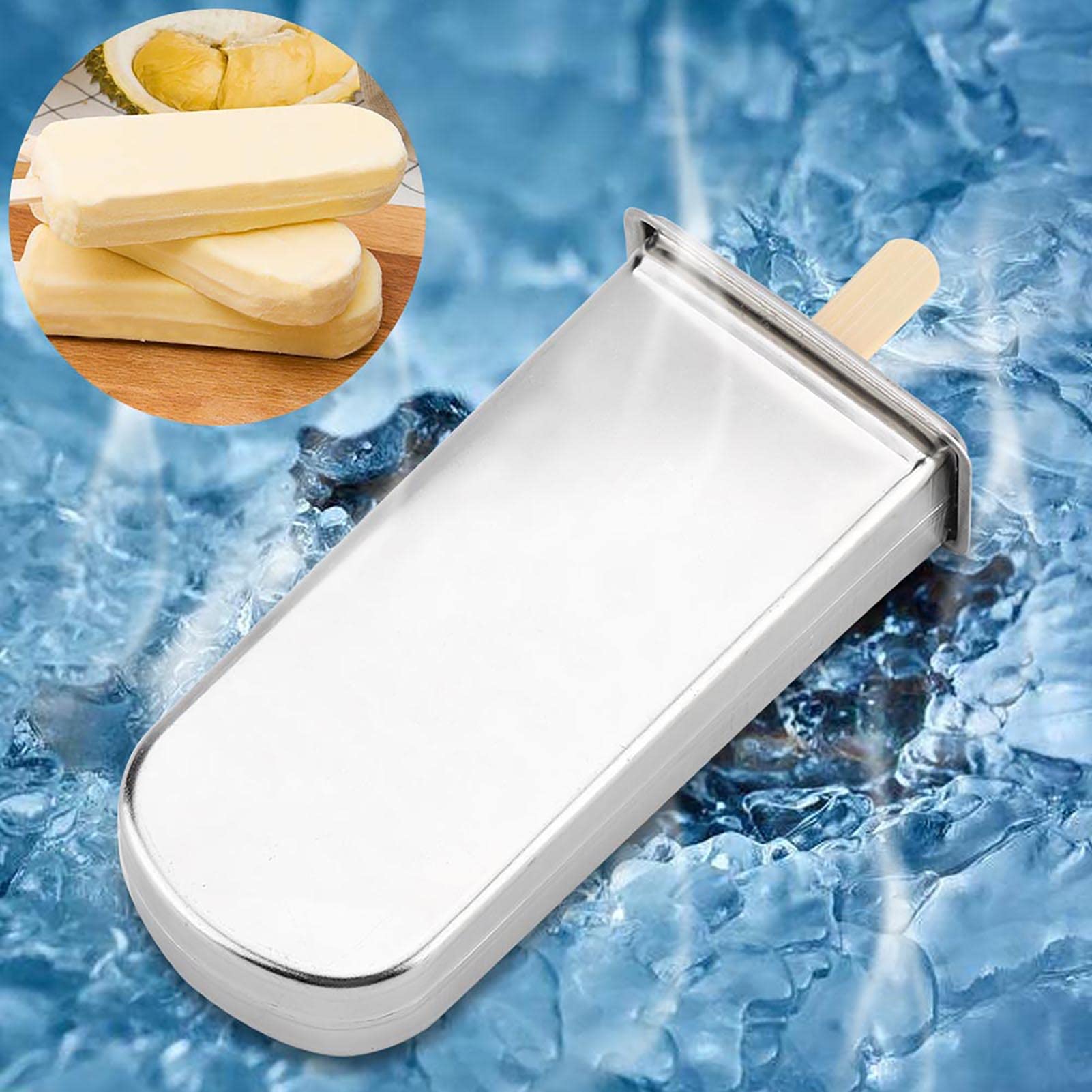 Luocute Molde para Helado de Acero Inoxidable, 6 Cavidades para Paletas | DIY Ice Pop Mold with Seamless Welding, Smooth Edges, Soft Seals, for Home and Commercial Use
