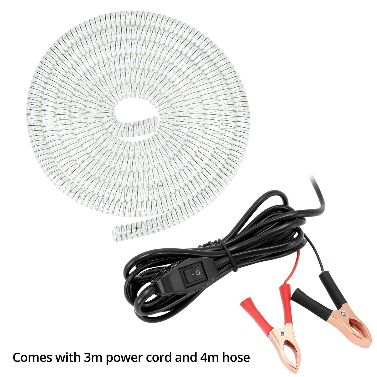 QWORK® 12 V 51 MM, pompa wody z klipsem, stal nierdzewna, przewód zasilający 3 m + wąż 4 m, do oleju napędowego, nafty, wody