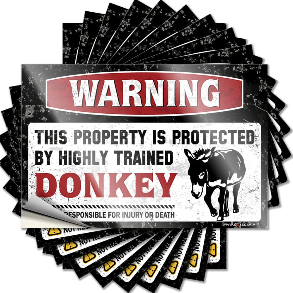 Love Decal Durable Laptop | Warning This Property is Protected By A Highly Trained Donkey Vintage Self Adhesive Sticker for Gamer DIY(12X18CM)