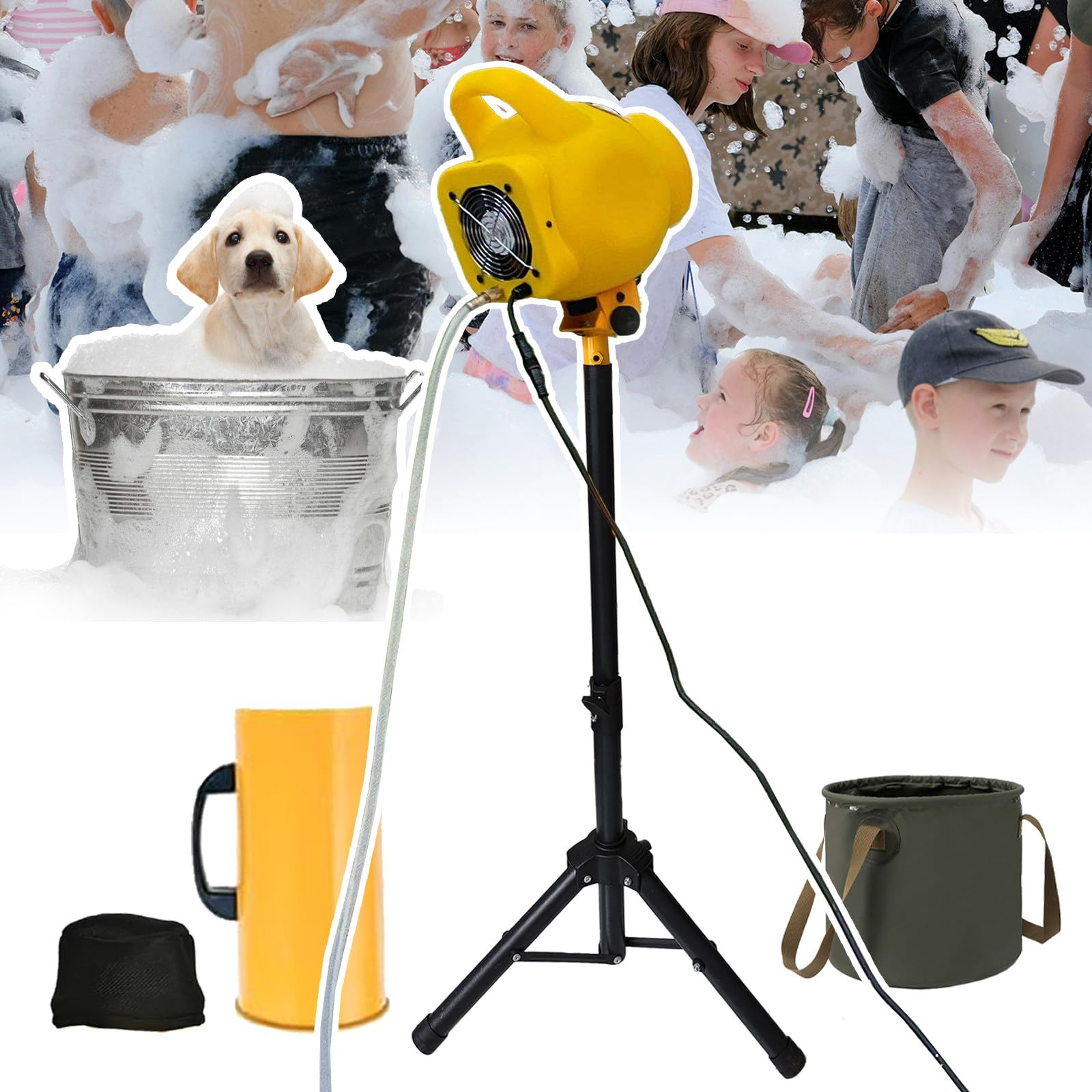 Schaummaschine Für Foam Party,Schaumkanone Verstellbarer Winkel,mit 20-Liter-Falteimer, 5–7 M Entfernung,Schaumkanone Für Garten, Pool, Geburtstage, Feiern Und Veranstaltungen Im Hinterhof