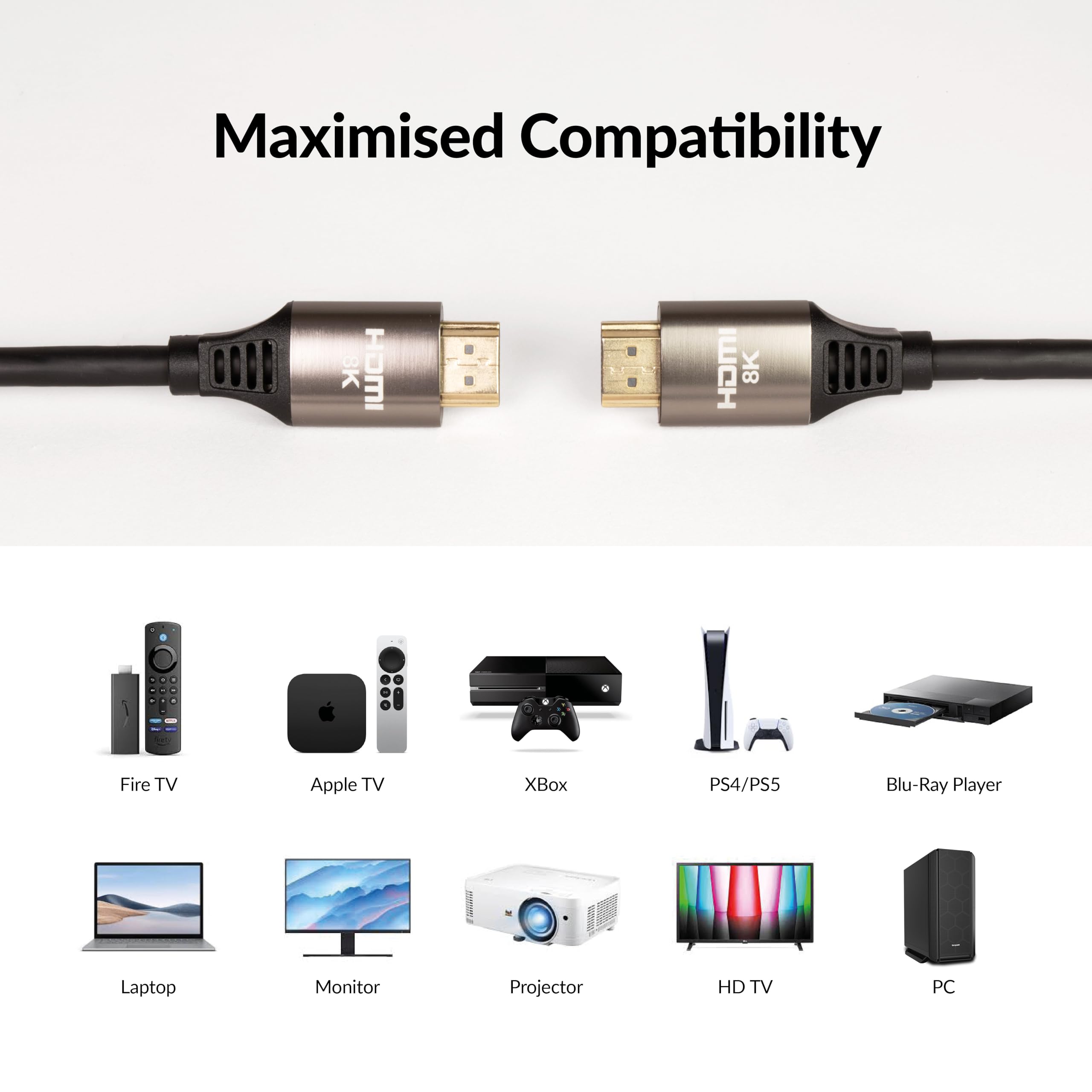 Pro Signal PSG3479-HDMI-2M 8K HDMI Cable 2m - Ultra High Speed 60Hz, HDMI 2.1, Gold-Plated, 48Gbps Bandwidth, Dynamic HDR, Durable PVC - Image 2