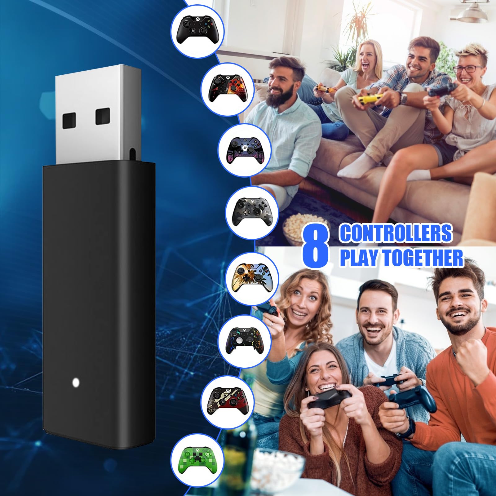 Adattatore Wireless per Controller XOne, XOne X S/Series X S/Elite, Adattatori Compatibile con PC Windows 10/11/8/8.1/7