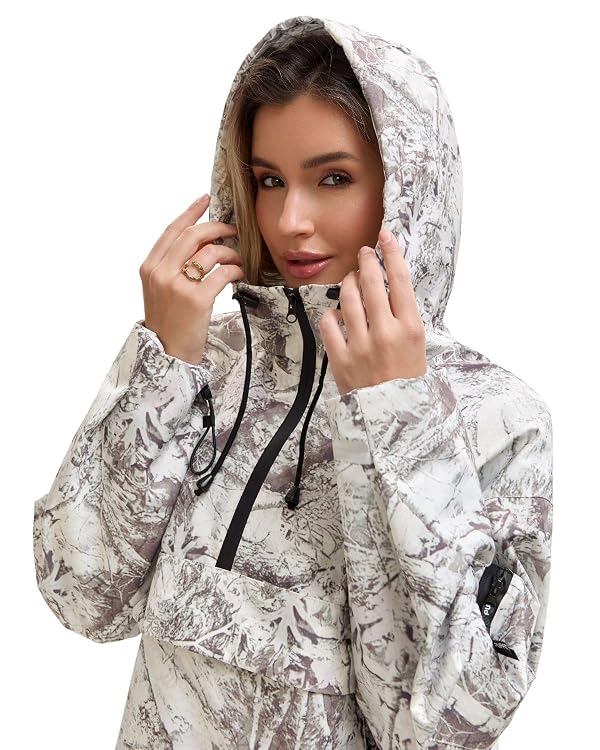 PUFFIT Rain Jacket Women, Women’s Lightweight Anorak Pullover Hoodie Jacket, Water, Resistant, Mist Camo, S by PUFFIT - Used condition - Image 5