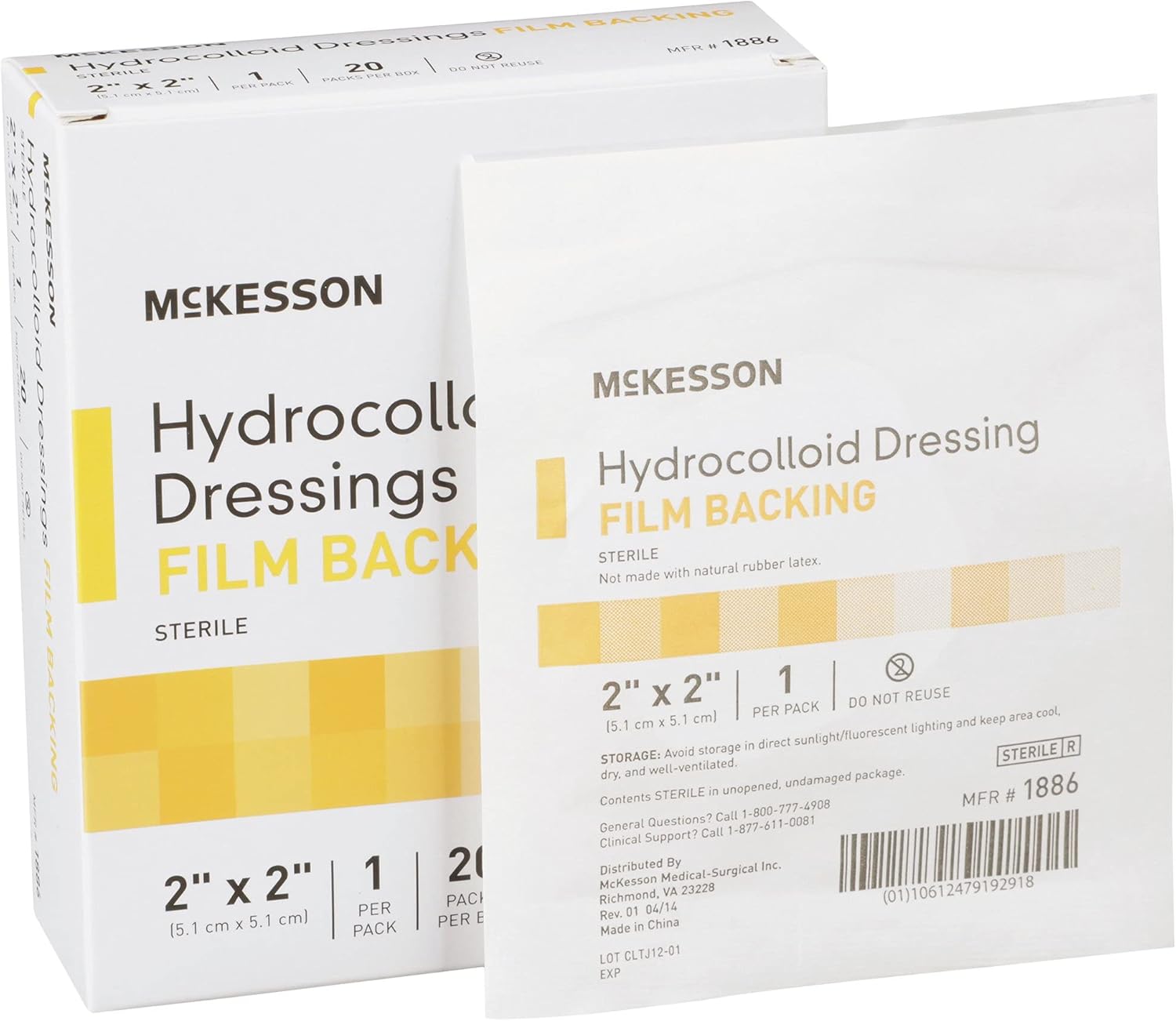 18862101 Hydrocolloid Dressing McKesson 2 X 2 Inch Square Sterile Everything Else