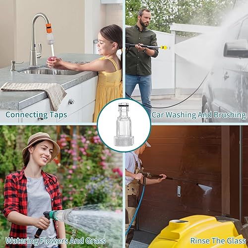 Miniatura 7 de Adaptador de manguera de jardín para lavadora a presión, 5 piezas, herramienta de reemplazo de filtro de entrada de agua de plástico transparente de