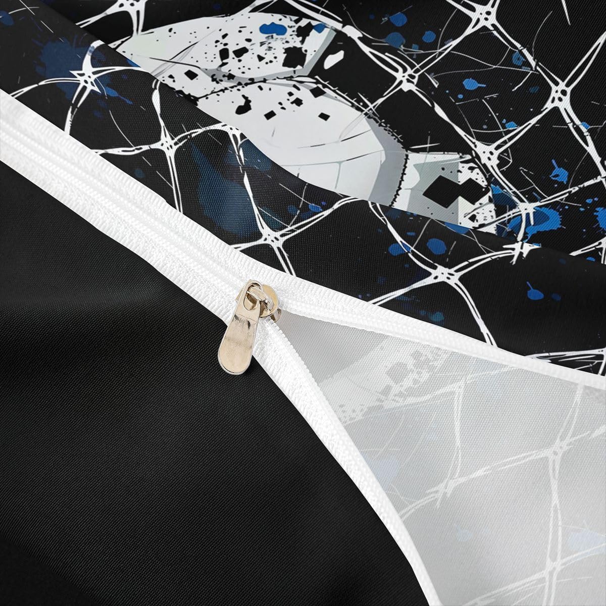 Homewish Piłka nożna King Size poszewka na kołdrę piłka bramka zestaw pościeli piłka sport gry kołdra poszewka na kołdrę dla dzieci chłopców nastolatków dorosłych abstrakcyjna geometryczna pęknięta