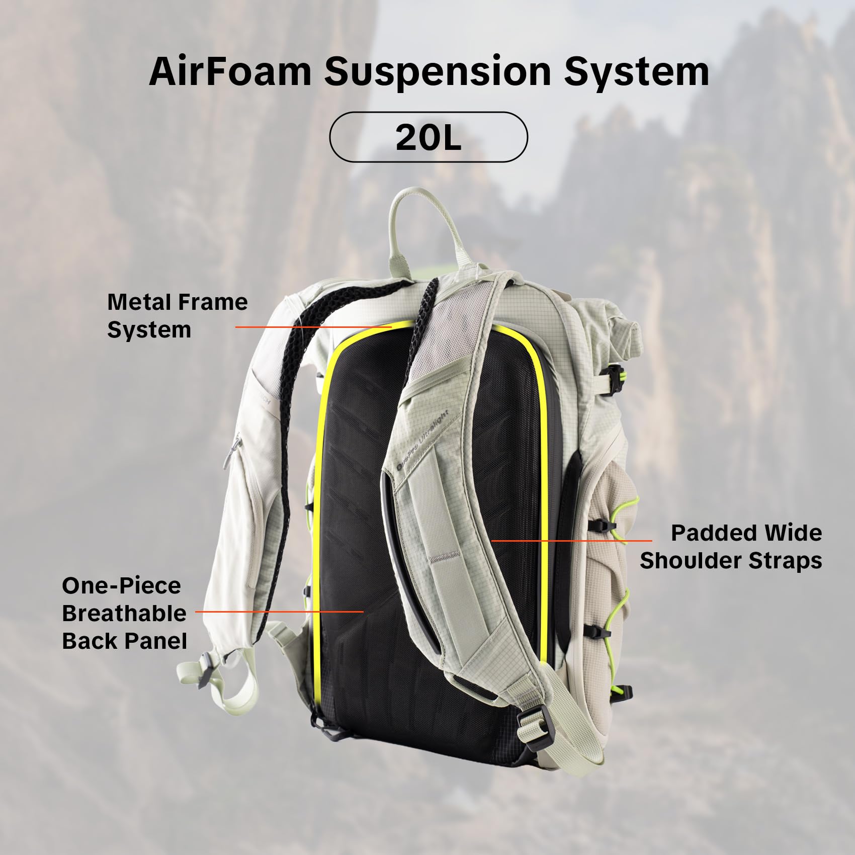 PGYTECH OnePro Ultralight Outdoor Wasserdichter Kamerarucksack 20L, Grün | AirFoam Tragesystem, Schnellzugriff, 14 Zoll Laptopfach, Leichte Fotorucksack für DSLR/Drohnen/Systemkameras
