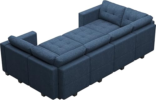 Miniatura 9 de Belffin Sofá cama modular seccional, azul, 3 plazas, algodón