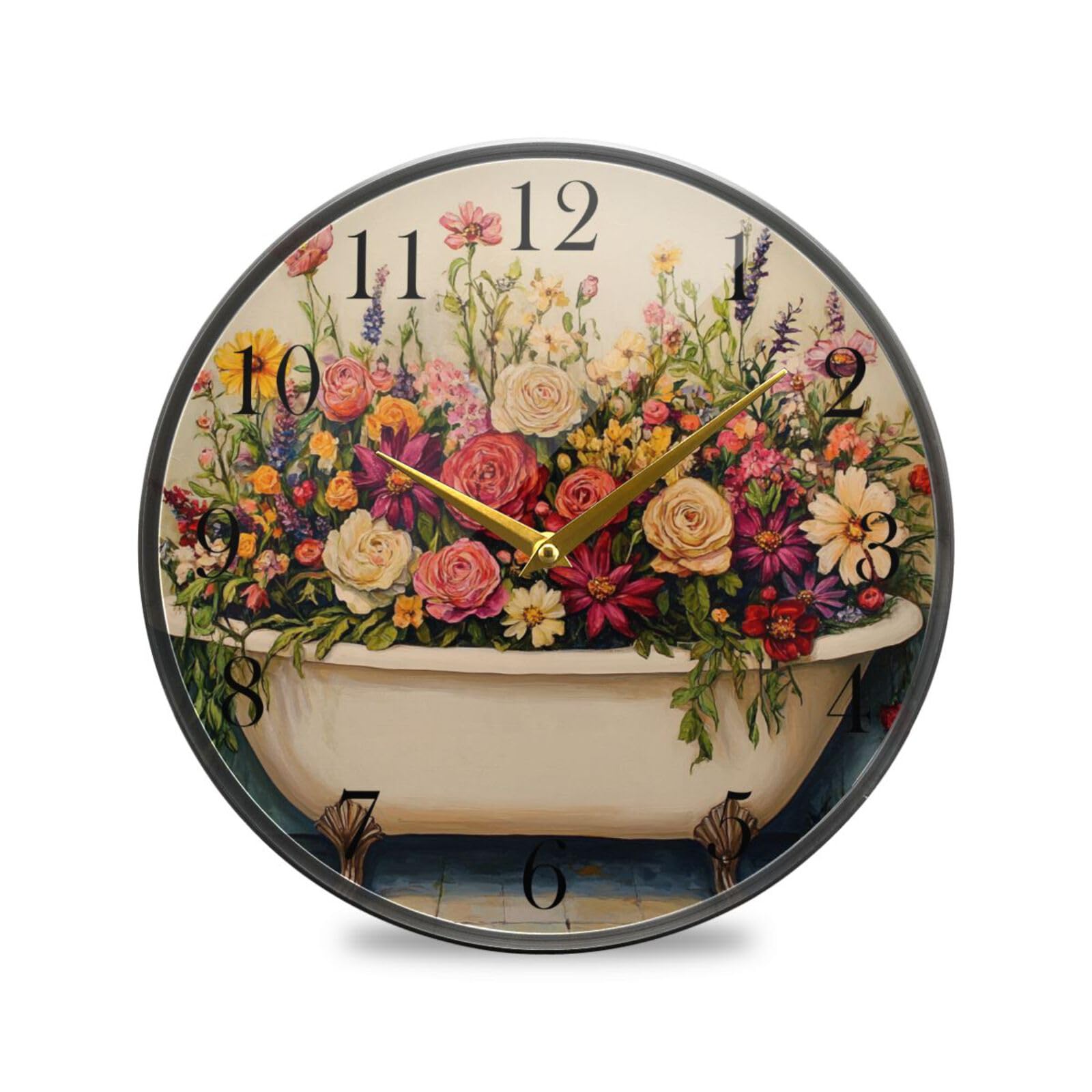 Horloge murale bohème ALAZA ronde et fleurie pour déco de maison