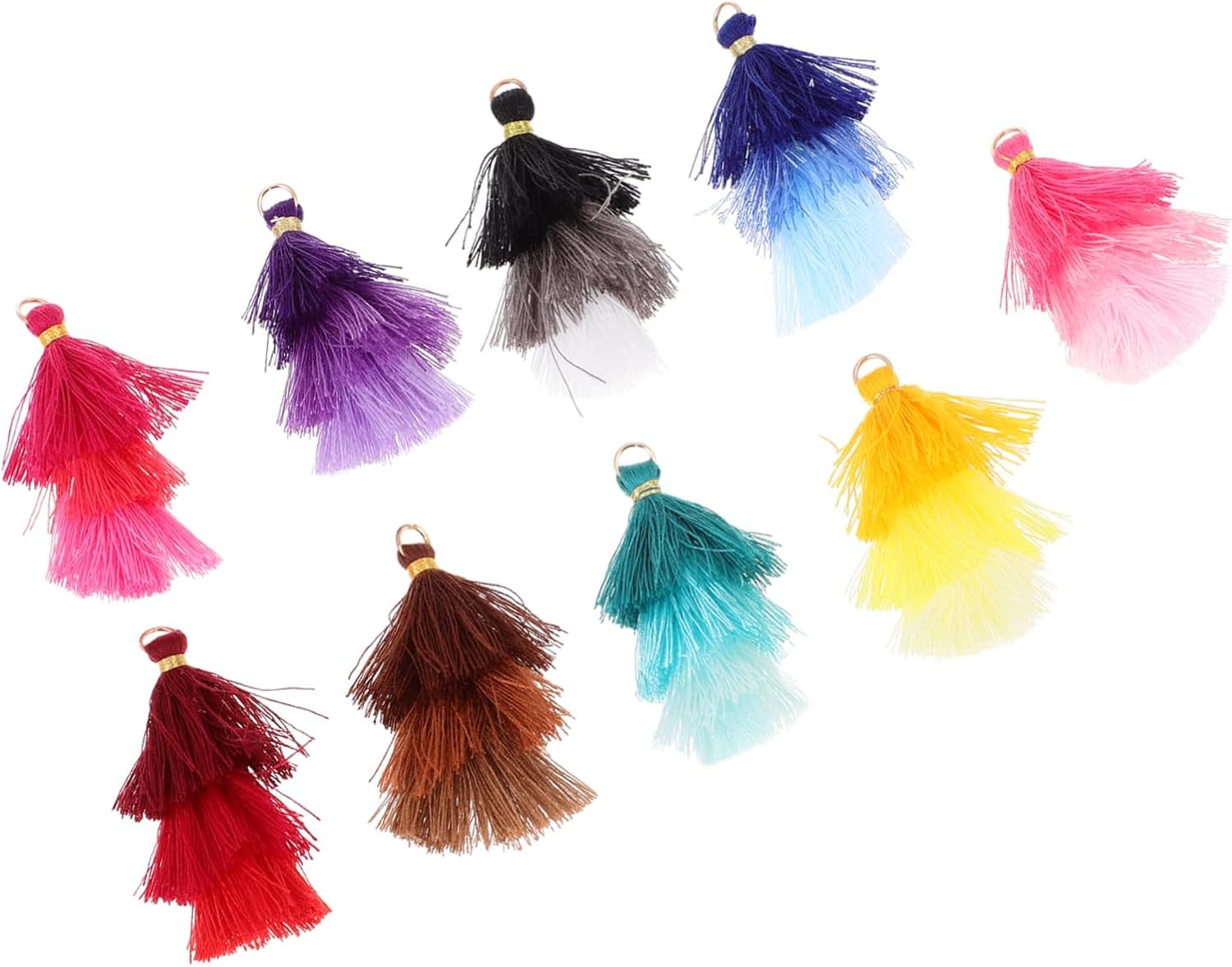 100pcs Three Layers Decorative Tassel Ornaments Mixed Hanging Accessories for Home Crafts Jewelry Making Keychains