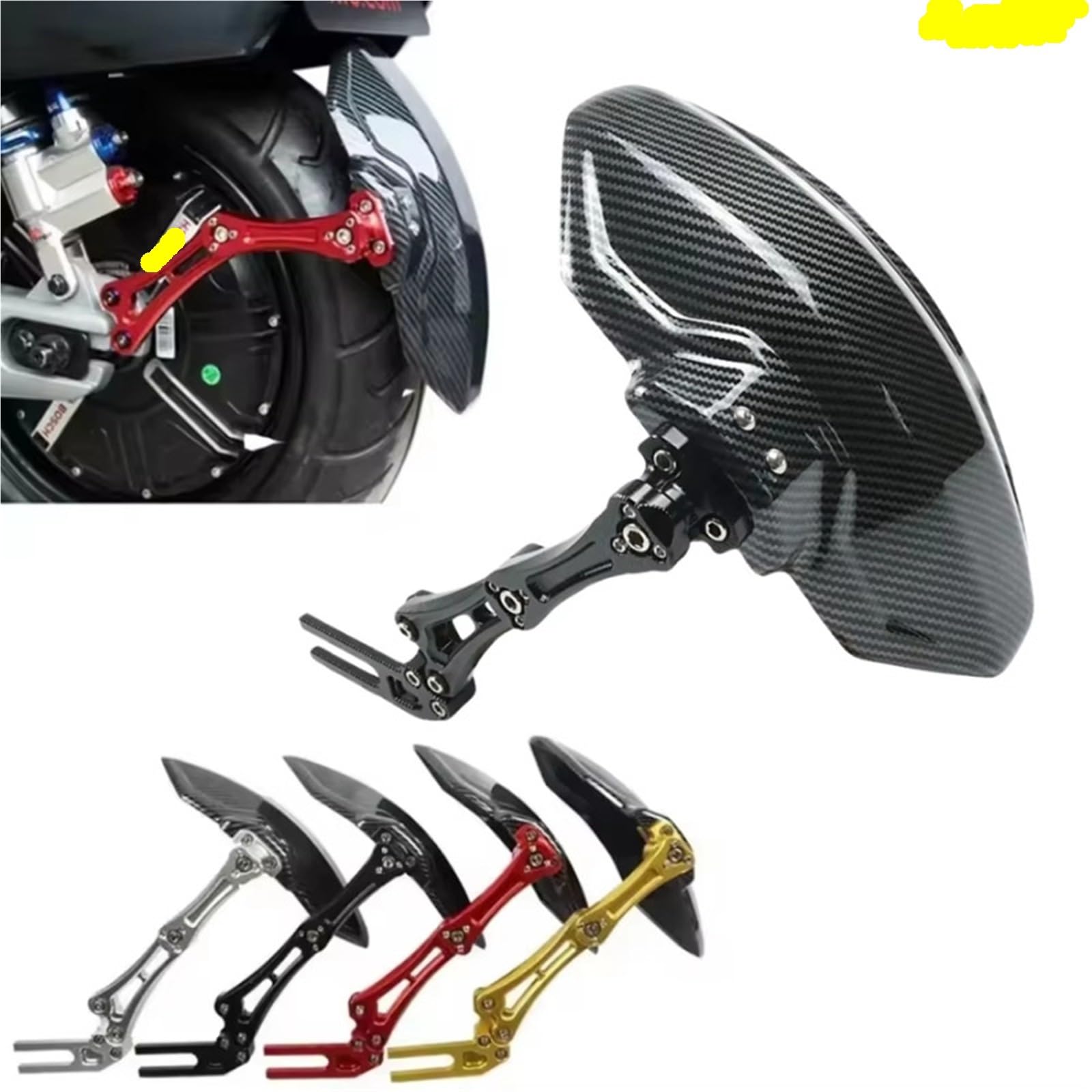 Staffa per parafango posteriore moto: compatibile con pneumatici da 10", ala in alluminio regolabile e ruotabile a 360° protezione forcella(Blue)