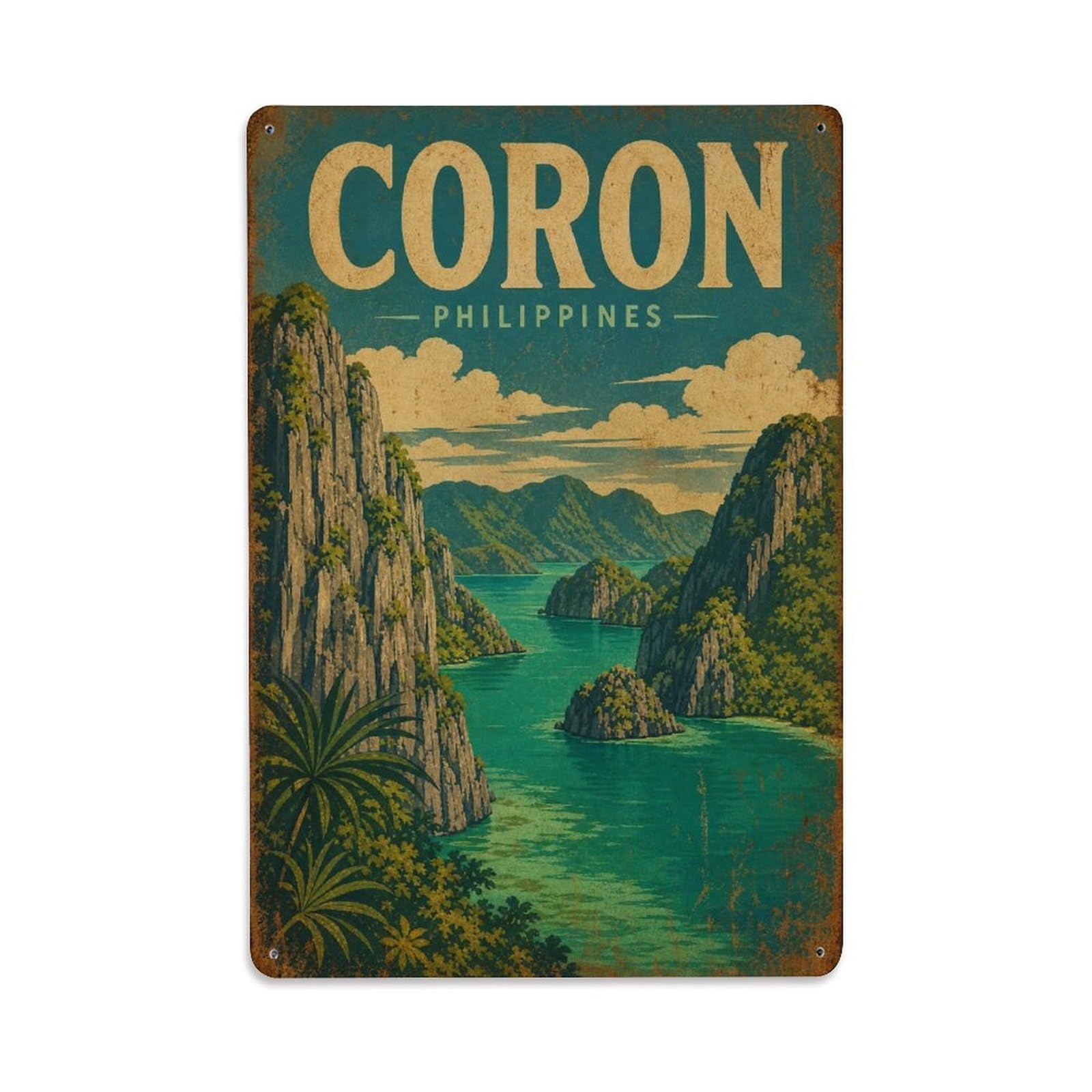 Metal Tin Sign Retro Travel Philippines Coron