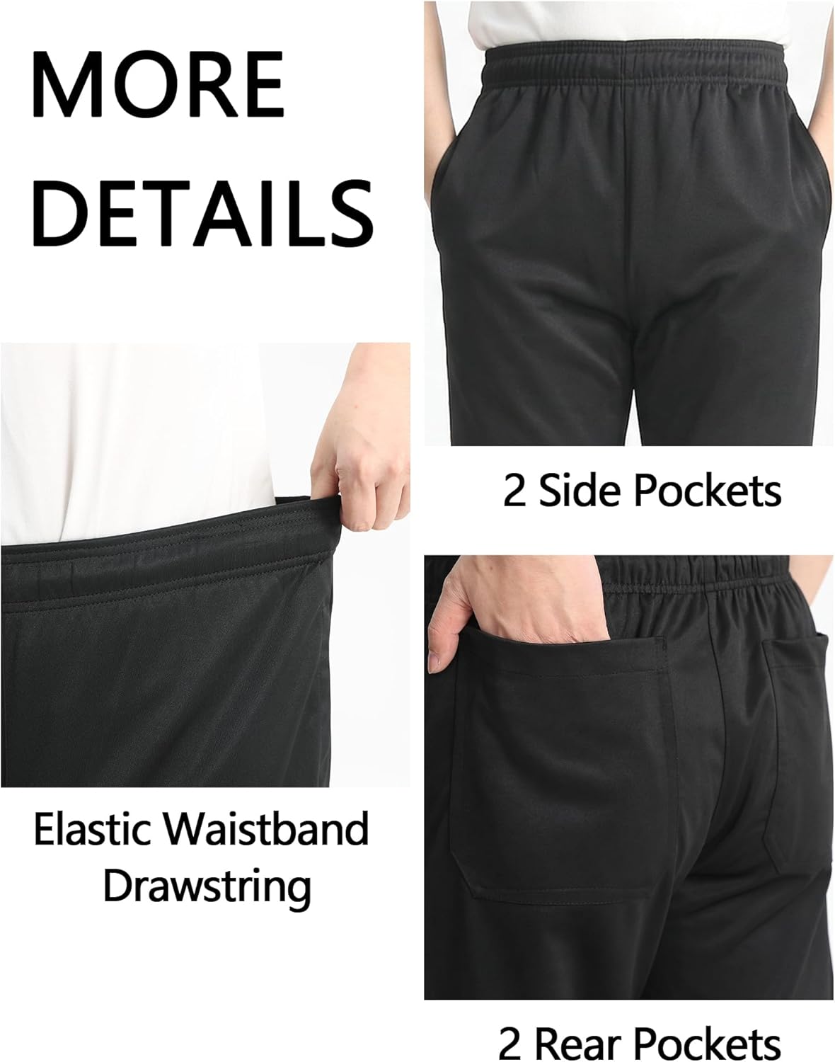 Women's Stretch Black Chef Pants Baggy Casual Cargo Pants Elastic Waist Chef Restaurant Work Pants Multi Pockets