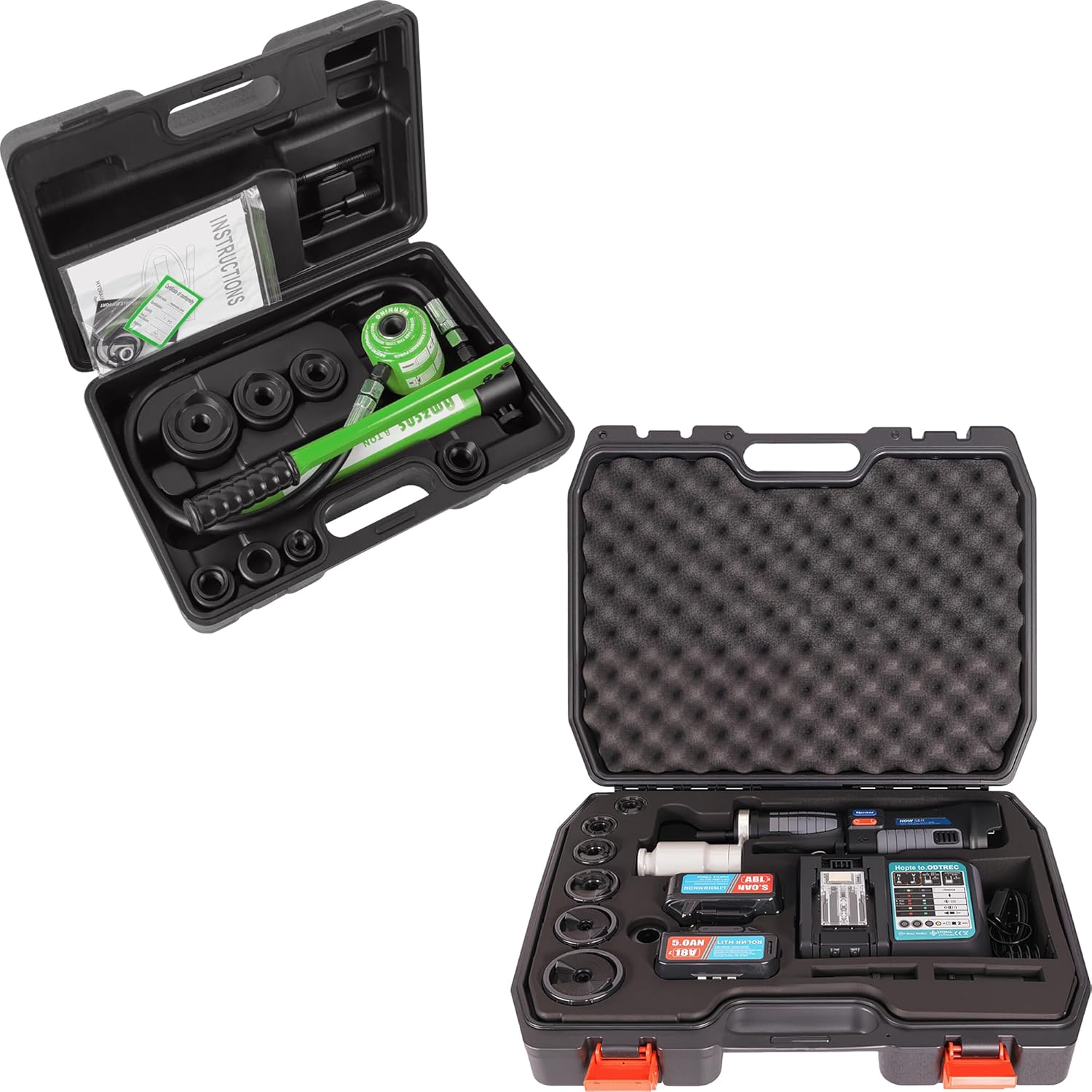 AMZCNC EZ-8AL Battery-Hydraulic Knockout Punch Kit and Manual Backup Tool