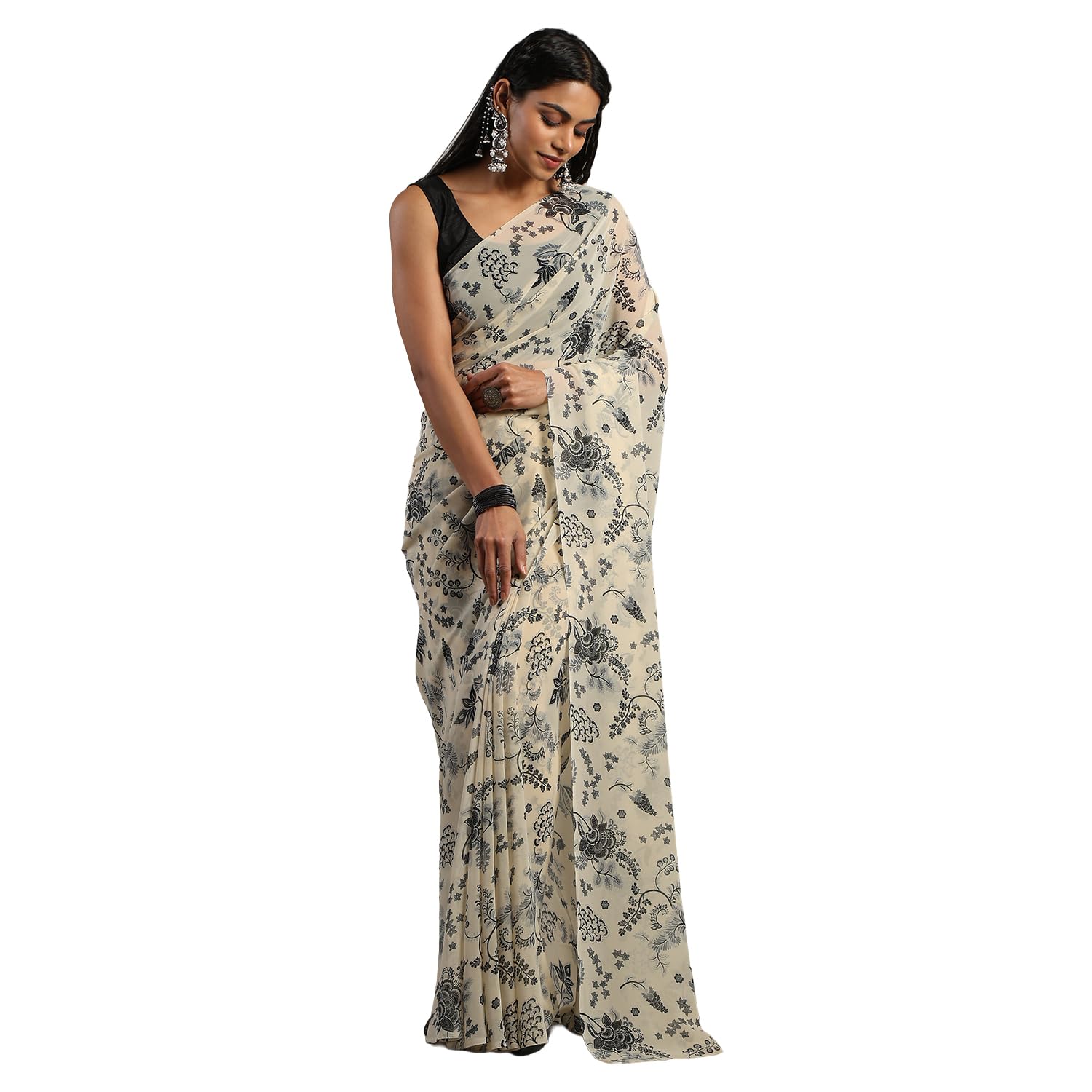 garden vareli Women Georgette All Over Floral Printed Saree-picture-24