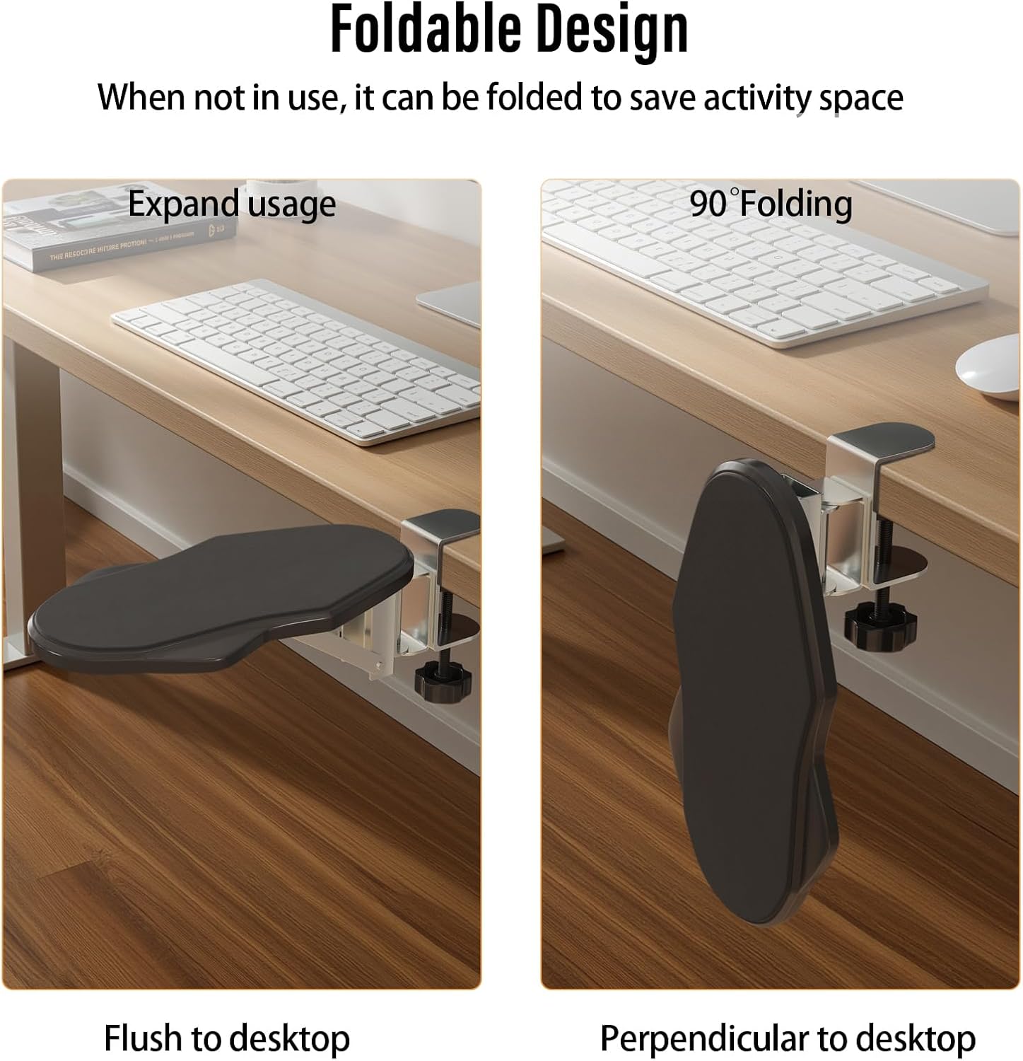 Ergonomic Arm/Elbow Rest for Desk, Foldable Rotating Black