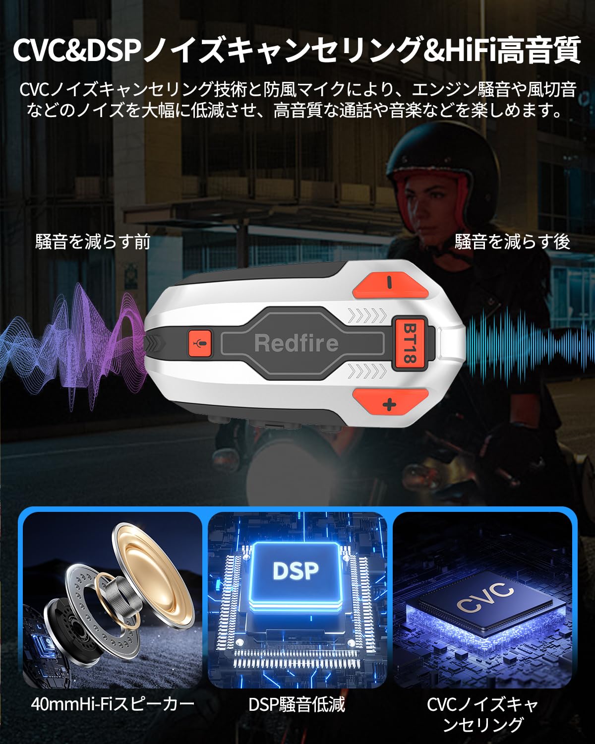 Amazon.co.jp: Redfire バイク インカム BT18 Bluetooth5.4 インカム 2