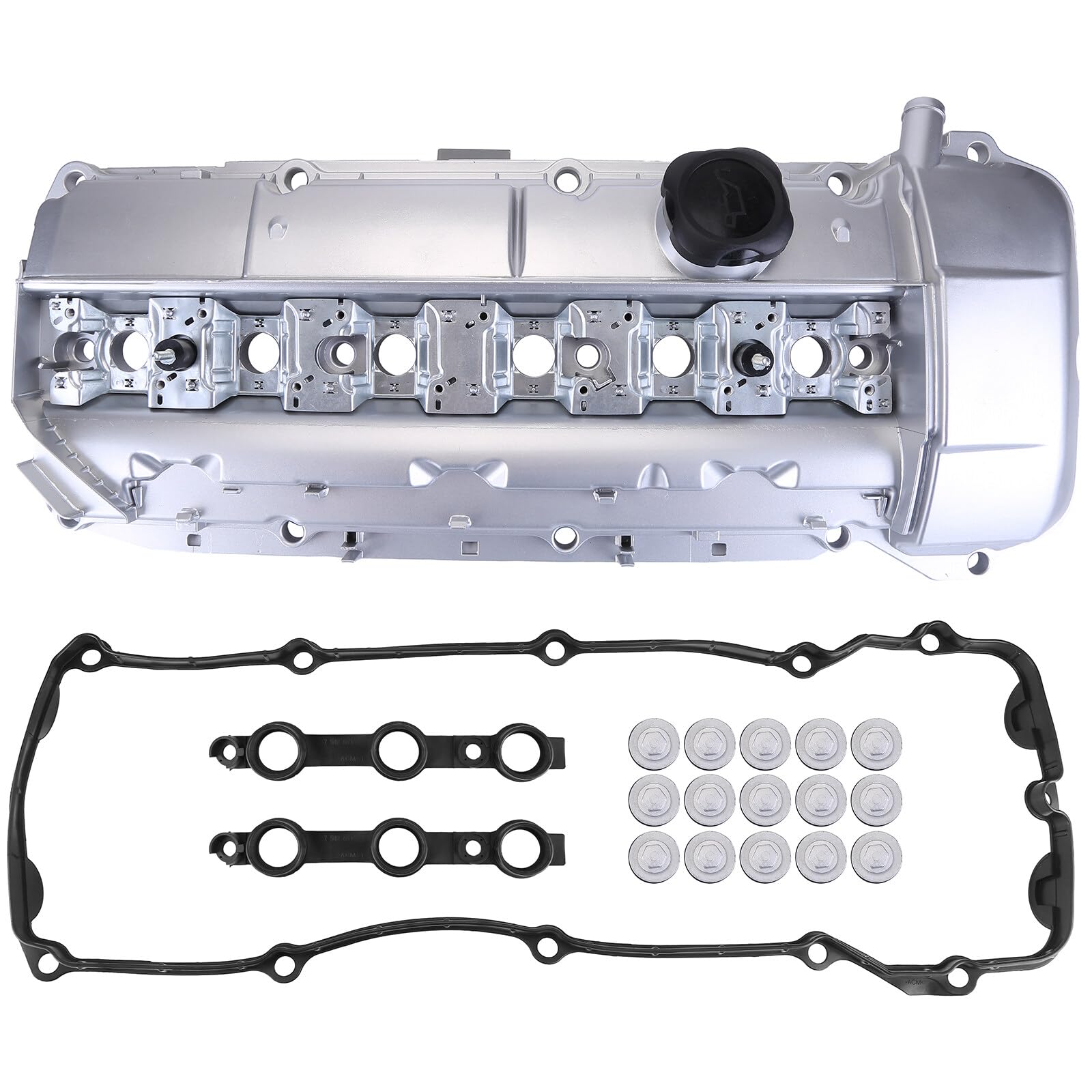 11121437395 Coperchio per valvola in alluminio con guarnizione compatibile con E39 E46 E53 525i 325i X5 Z3 M52 M54 11121432928 Engine Valve Cover