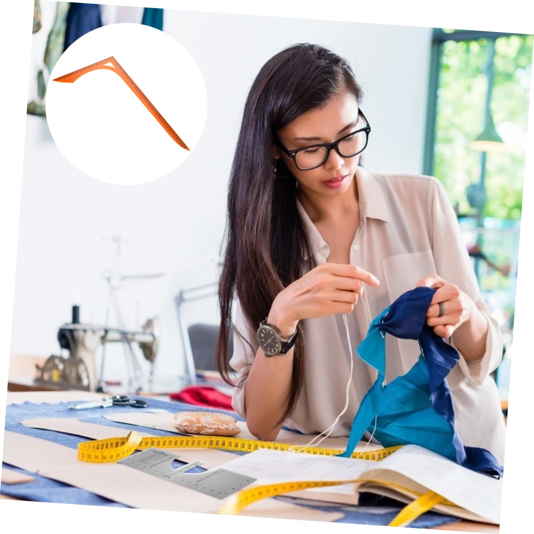 SOIMISS Regla de Costura L Doble Escala para Patchwork Ropa, Plástico Ligero Transparente, Herramienta de Corte para Sastrería, Principiantes y Profesionales, Uso en Confección y Diseño Textil
