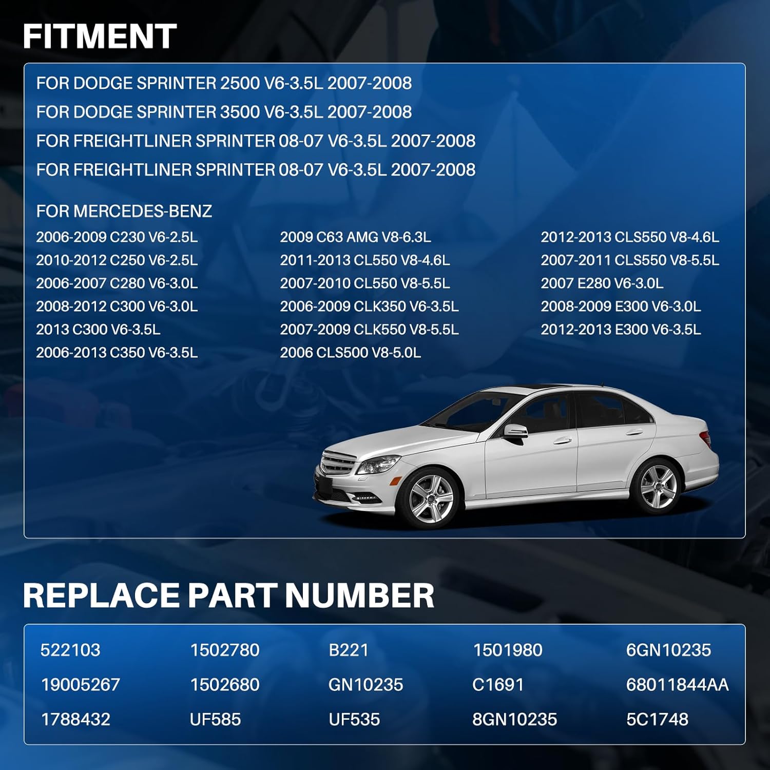 AUTOKAY Ignition Coil SILZKR7B-11 & Spark Plug 0001501980 for Mercedes-Benz GLK350 E350 C300 C350 ML350 UF535, 6 PCS