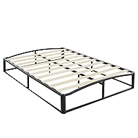 Vista 5 de Yaxa Basics Metal Platform Bed Frame, with Wood Slat Support, 6 inches High, Queen, Black