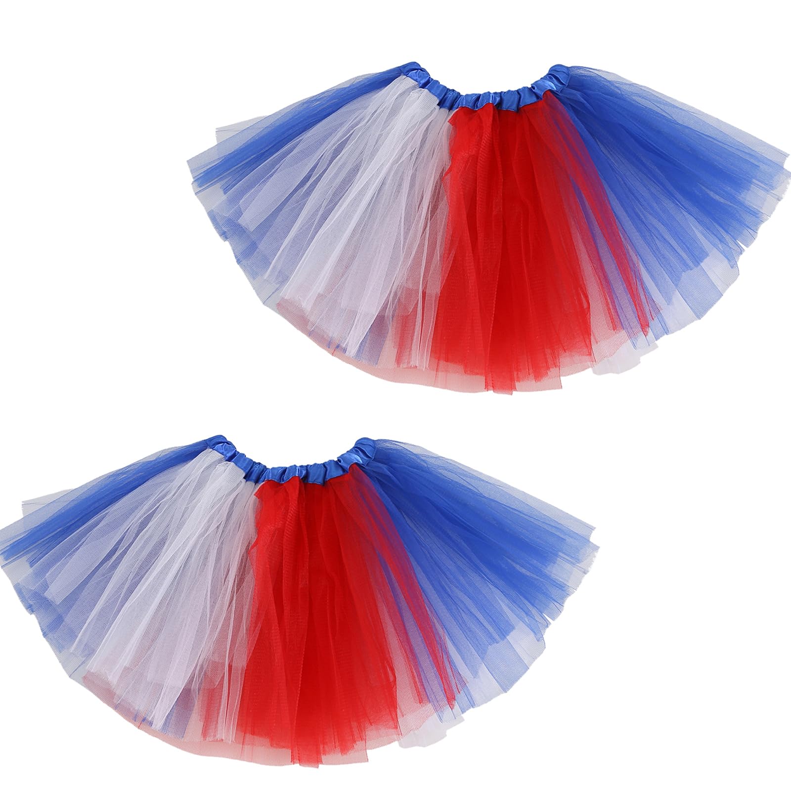 Teens Girls Women Red White Blue Tutu Skirt, 4th of July Tutu Spirit Week USA Star Tulle Tutu Skirt for Adult 2PCS