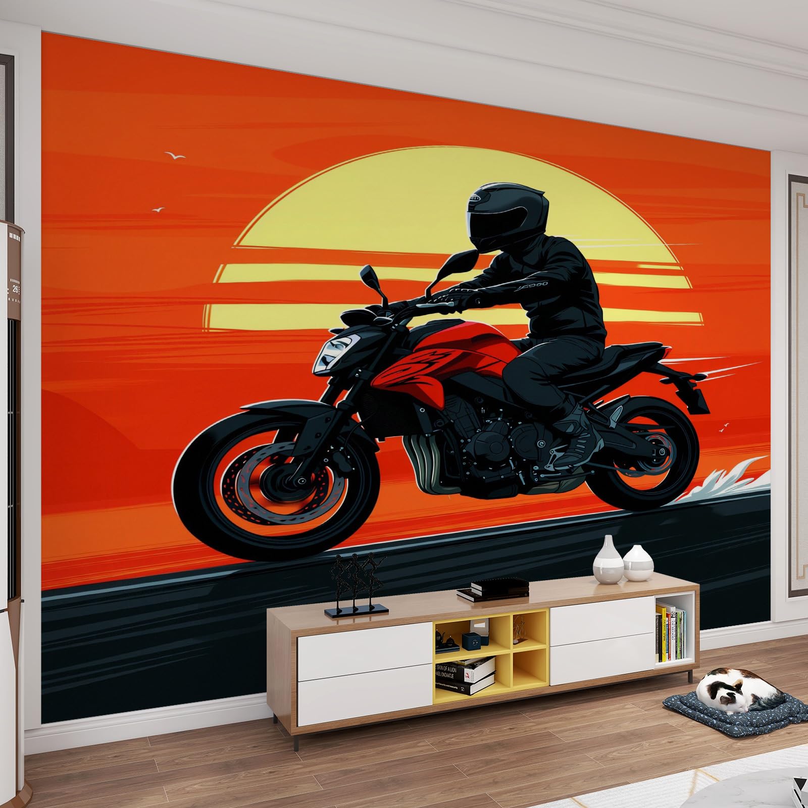 Papier peint moto bonne respirabilité de dimensions 200 x 140 cm pour chambre