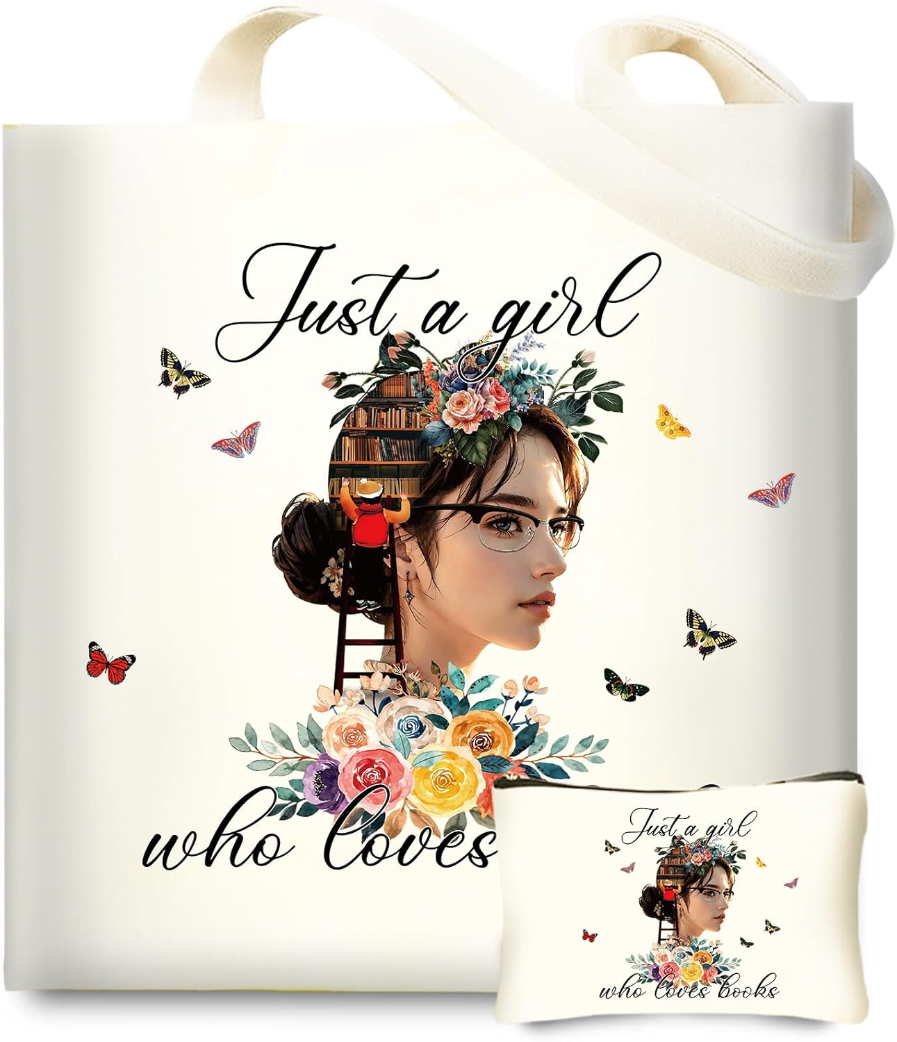 Book Cute Canvas Tote Bag, Book Lover Gifts Mothers Day, Birthday Gifts for Women -Tote Bag for Book Lovers, Librarian Gifts, Bookish Gifts, Gifts for Readers