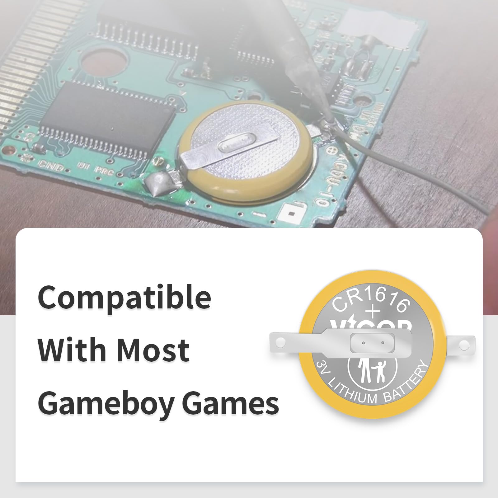 Amazon.co.jp: ViCep 5個 CR1616タブ付きバッテリー3V ゲームボーイ用